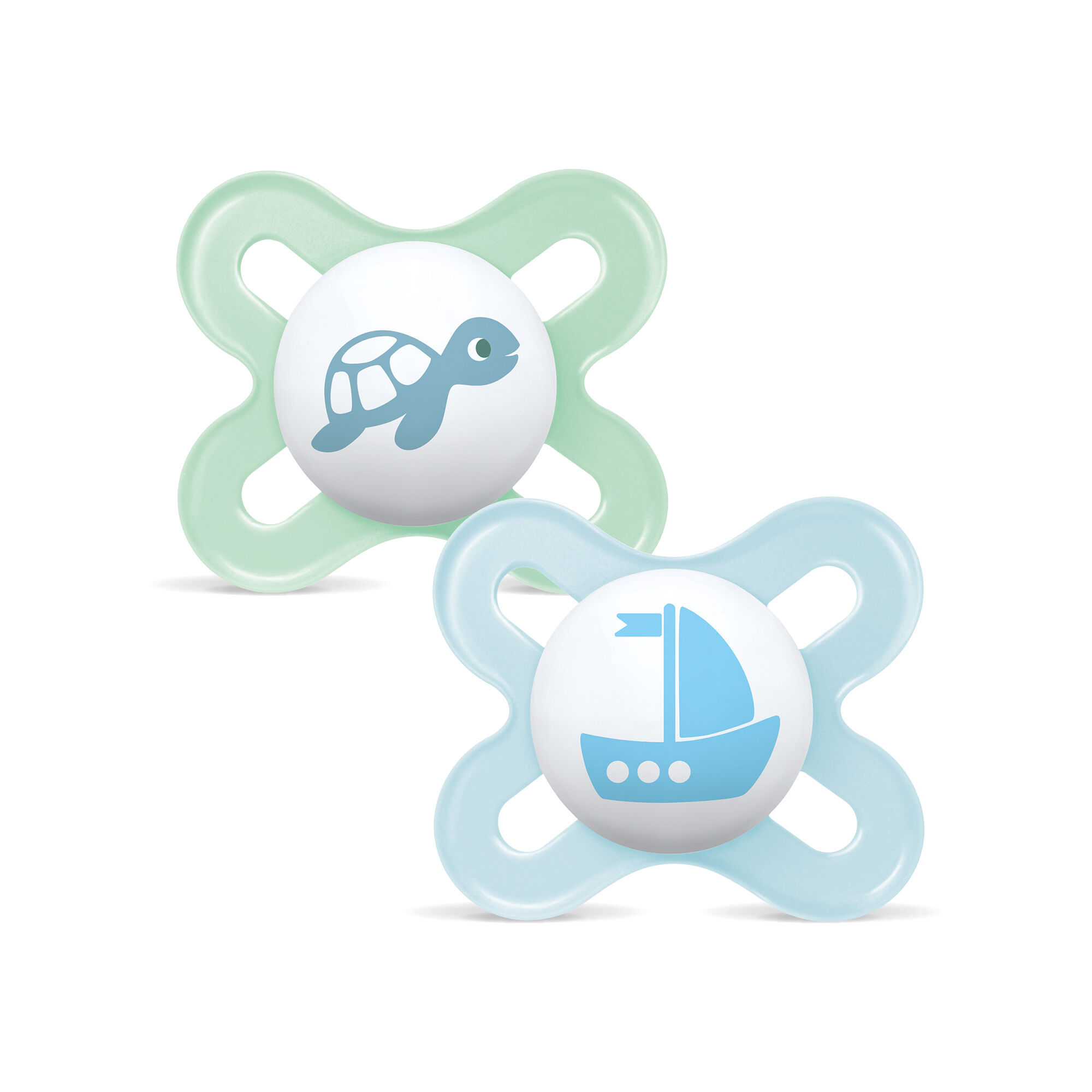 Mam Baby Original Start Silicone Pacifier - 0-2 M | Sealife Green & Blue - Pack of 2 image number 1