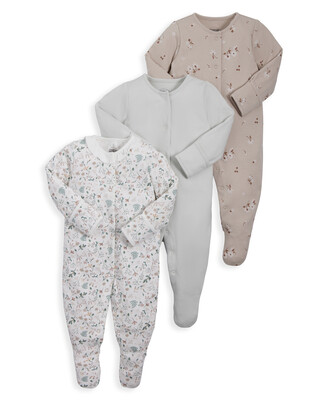 Frill Floral Sleepsuits - Set of 3