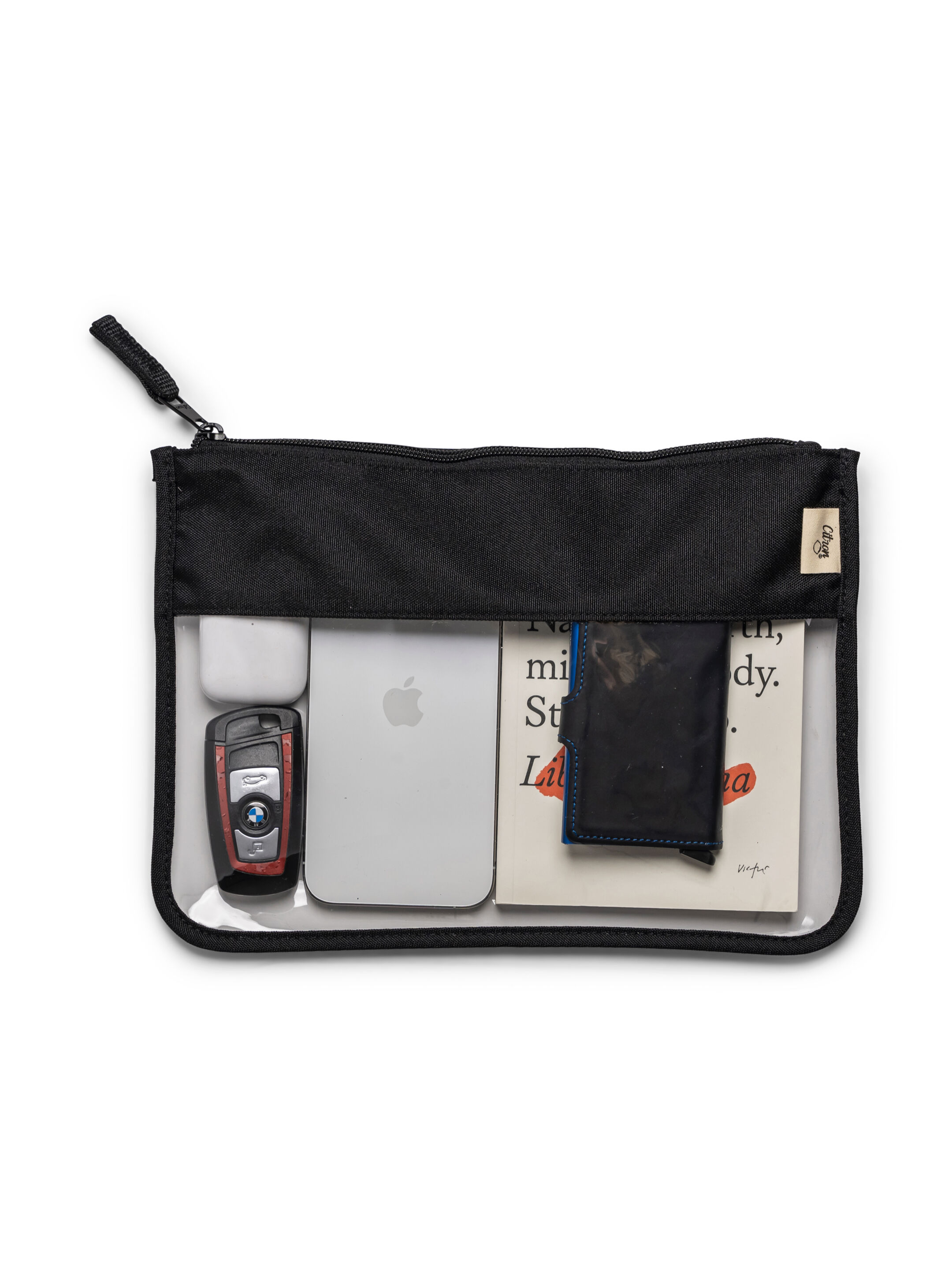 Clear Zipper Pouch Large - Black image number 2