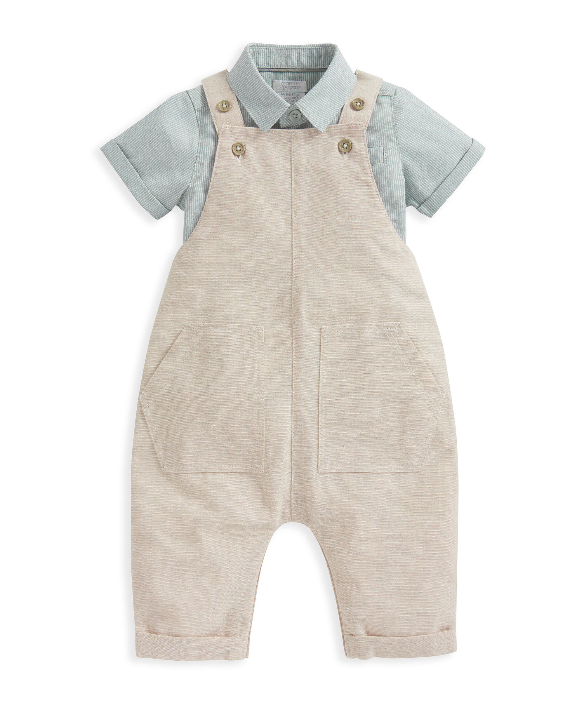 Stripe Shirt &amp; Dungaree - 2 Piece Set image number 2