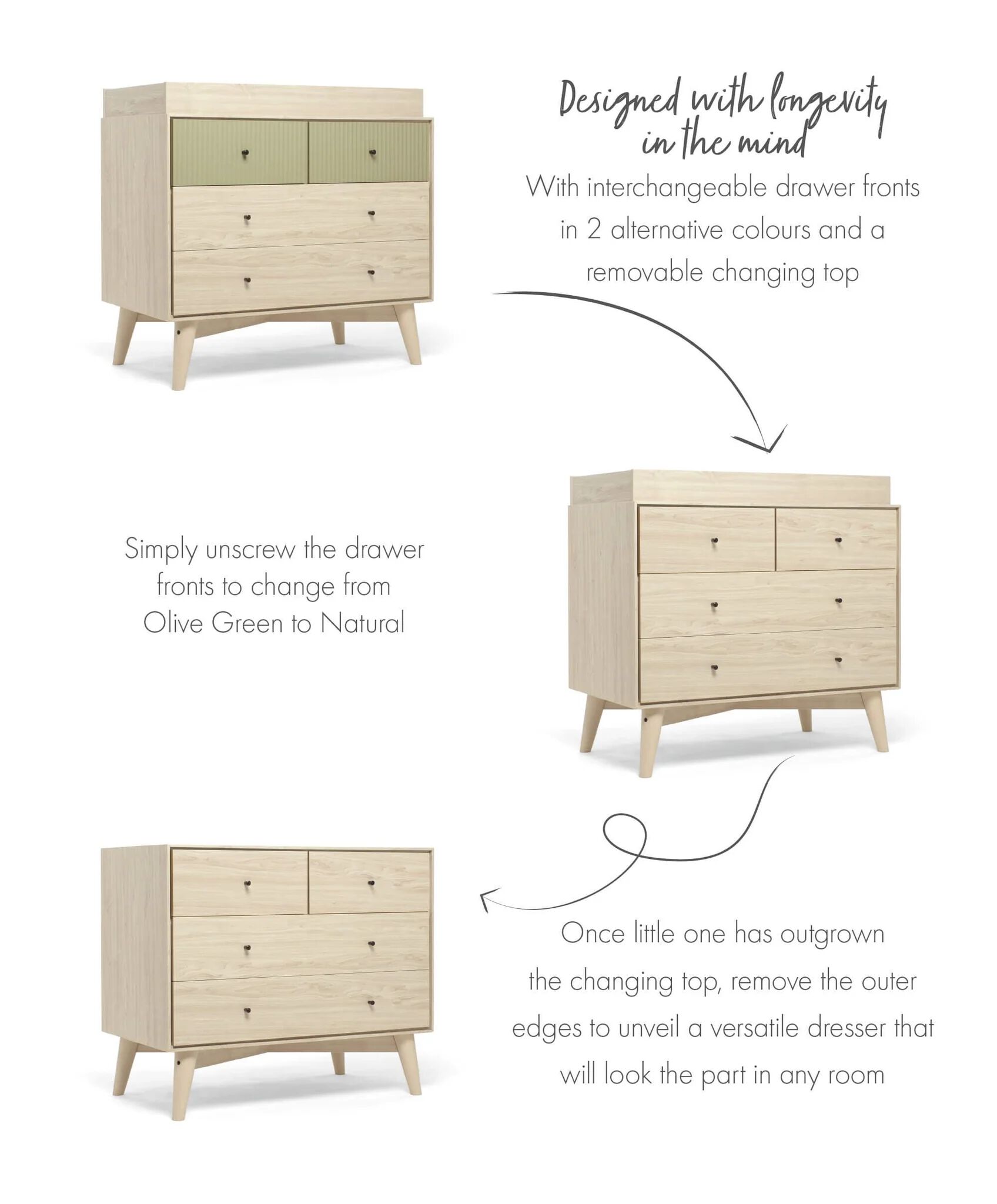 Coxley Nusery Dresser Changer - Natural/Olive Green image number 8