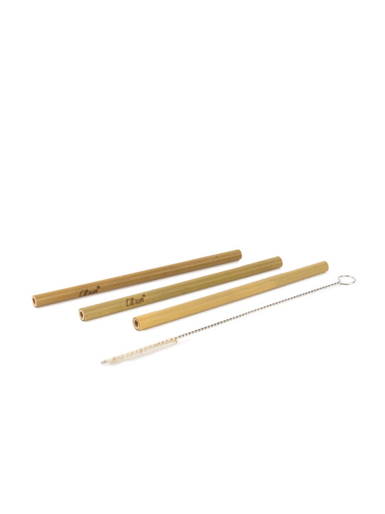 Citron Organic Bamboo Set of 3 Straws + Brush - Natural image number 1