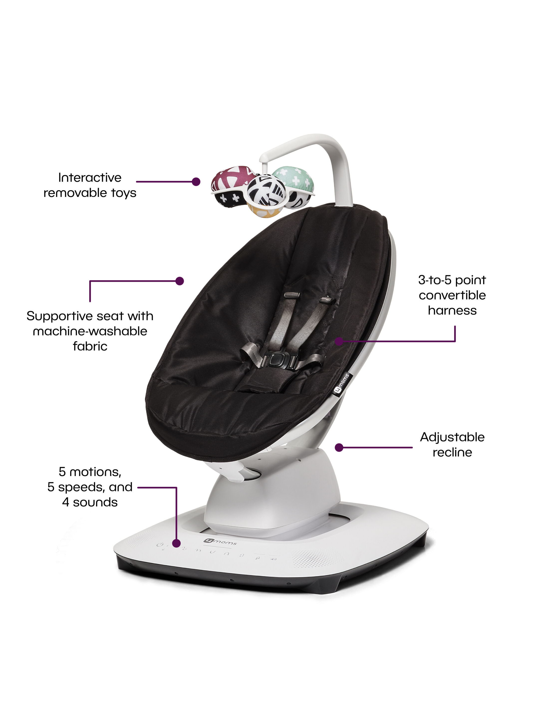 4Moms Mamaroo - Multi-Motion Baby Swing - Black image number 2