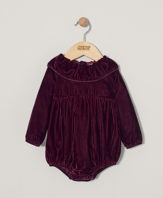 Berry Velour Frill Romper image number 3
