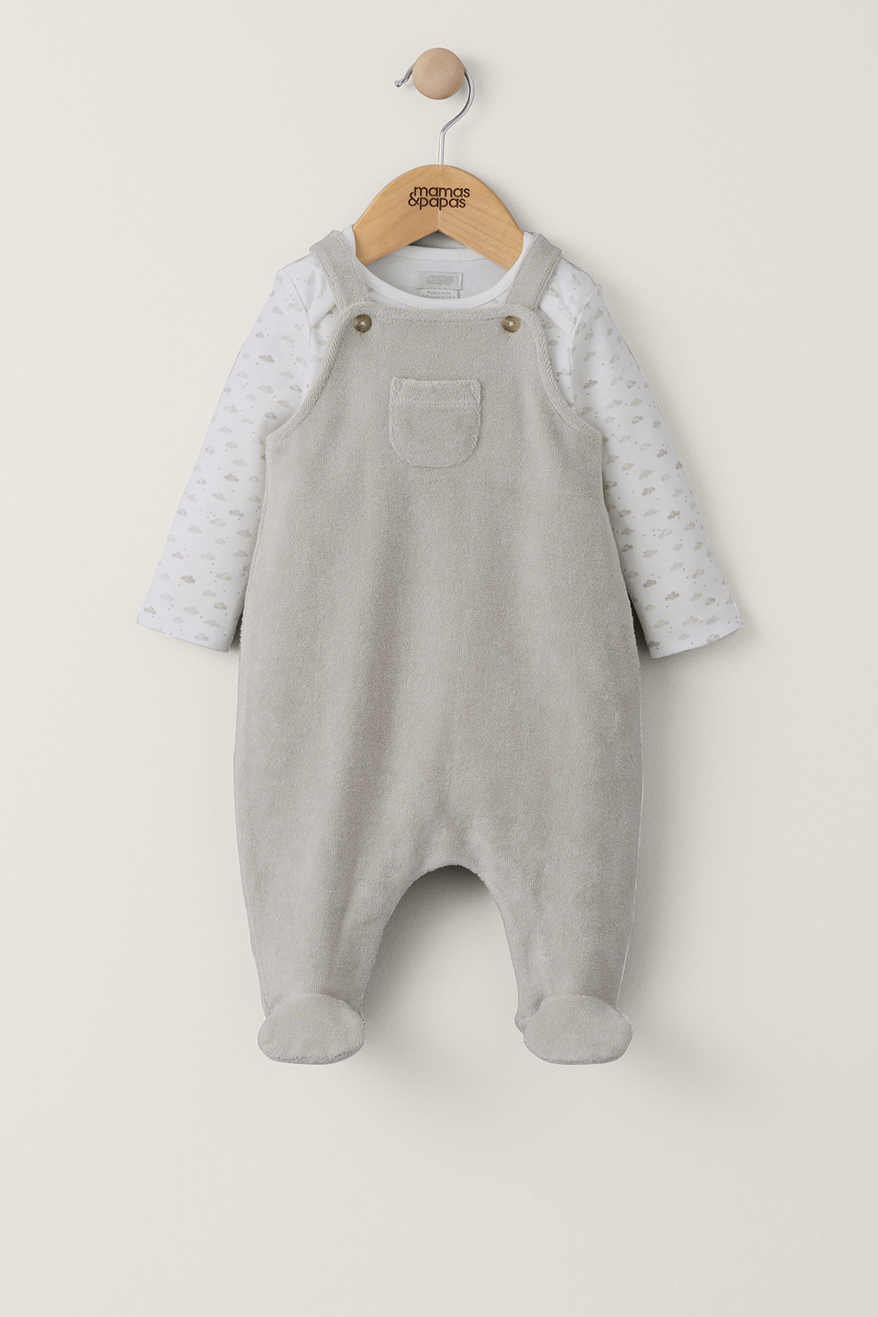 2 piece Bodysuit & Towel Dungaree Set image number 1