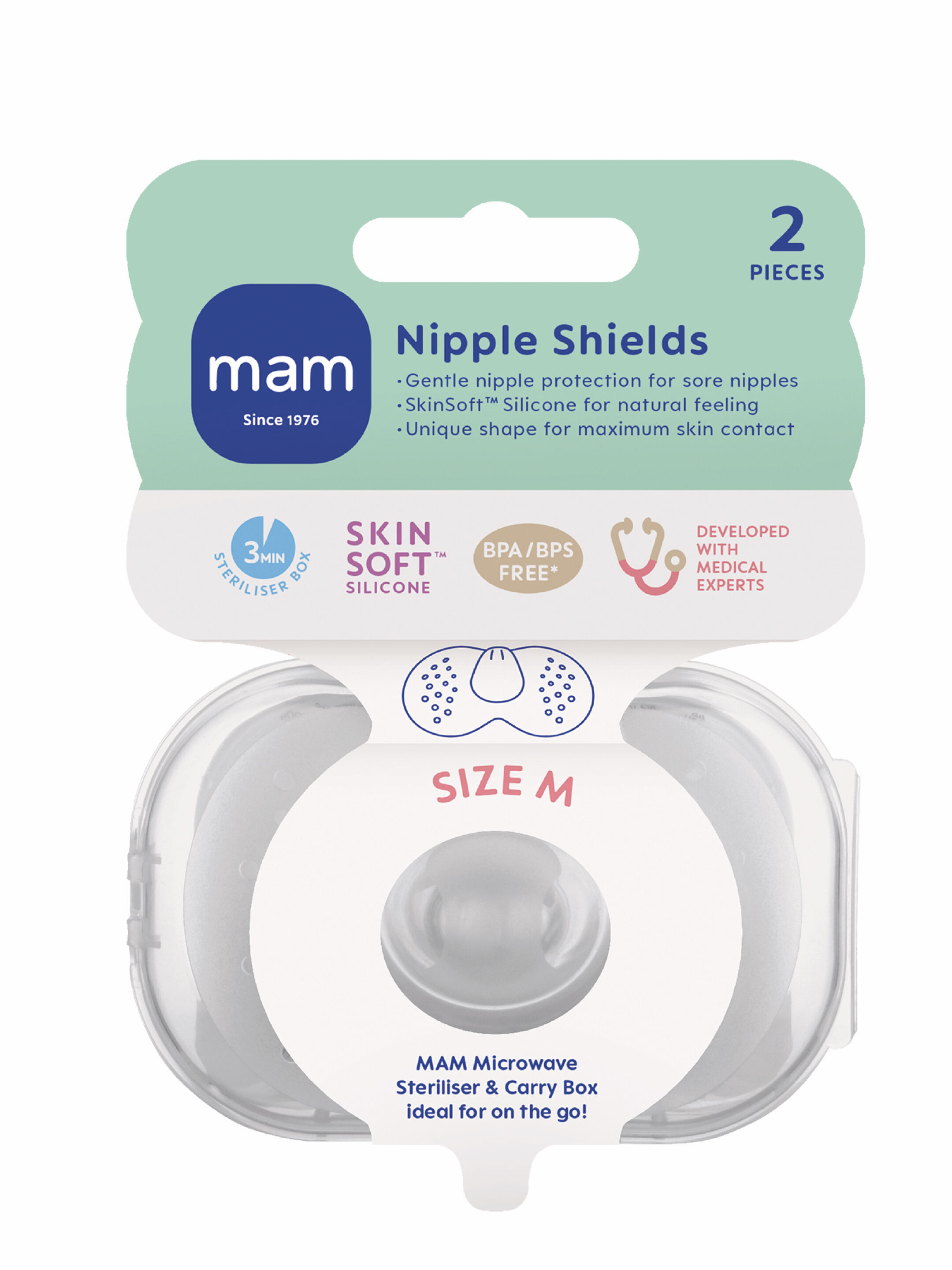 Mam Baby Nipple Shield  Breastfeeding - 0 M+ | Clear  Clear  - Size- L | Pack of 3 image number 9