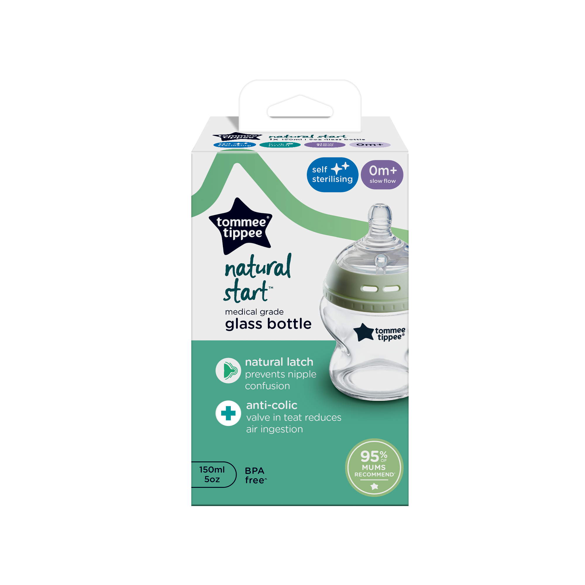 Tommee Tippee Natural Start Glass 1X 150ml Bottle image number 2