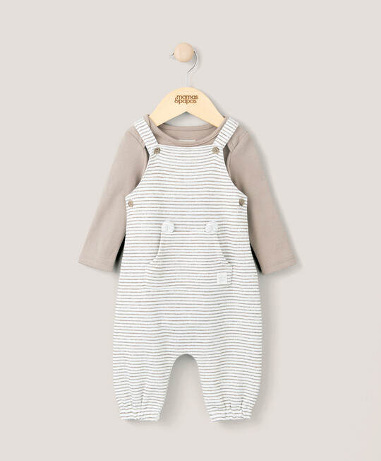 Stripe Dungarees & Bodysuit Outfit Set image number 1