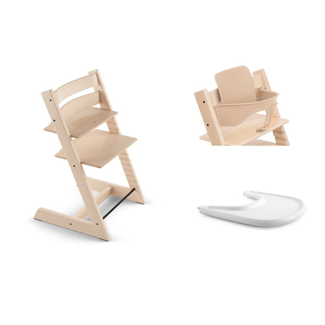 Stokke Tripp Trapp High Chair Natural + Baby Set + Tray​ Bundle (3 pieces) image number 1