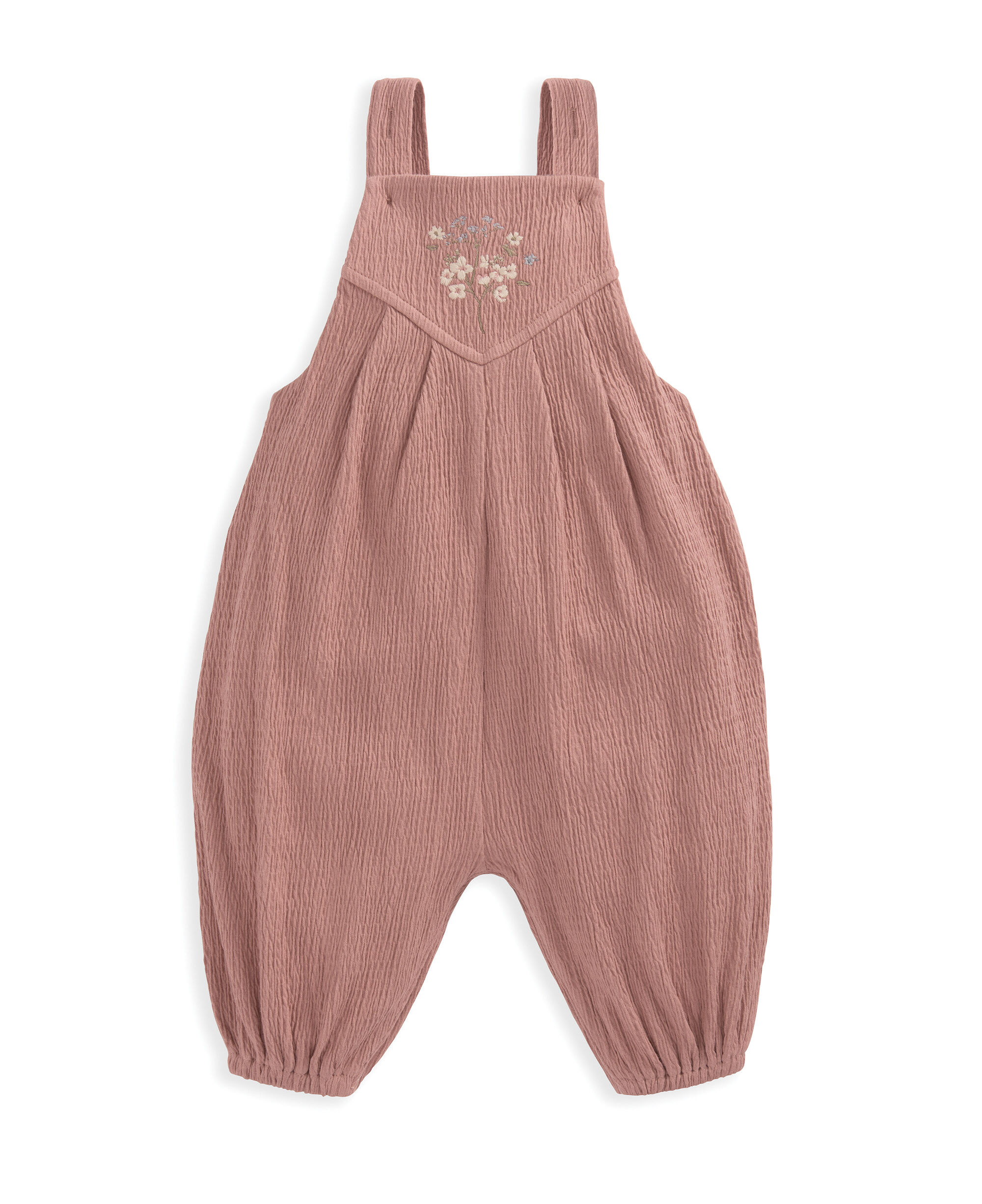 Crinkle Dungarees & Bodysuit Outfit Set - Pink image number 4