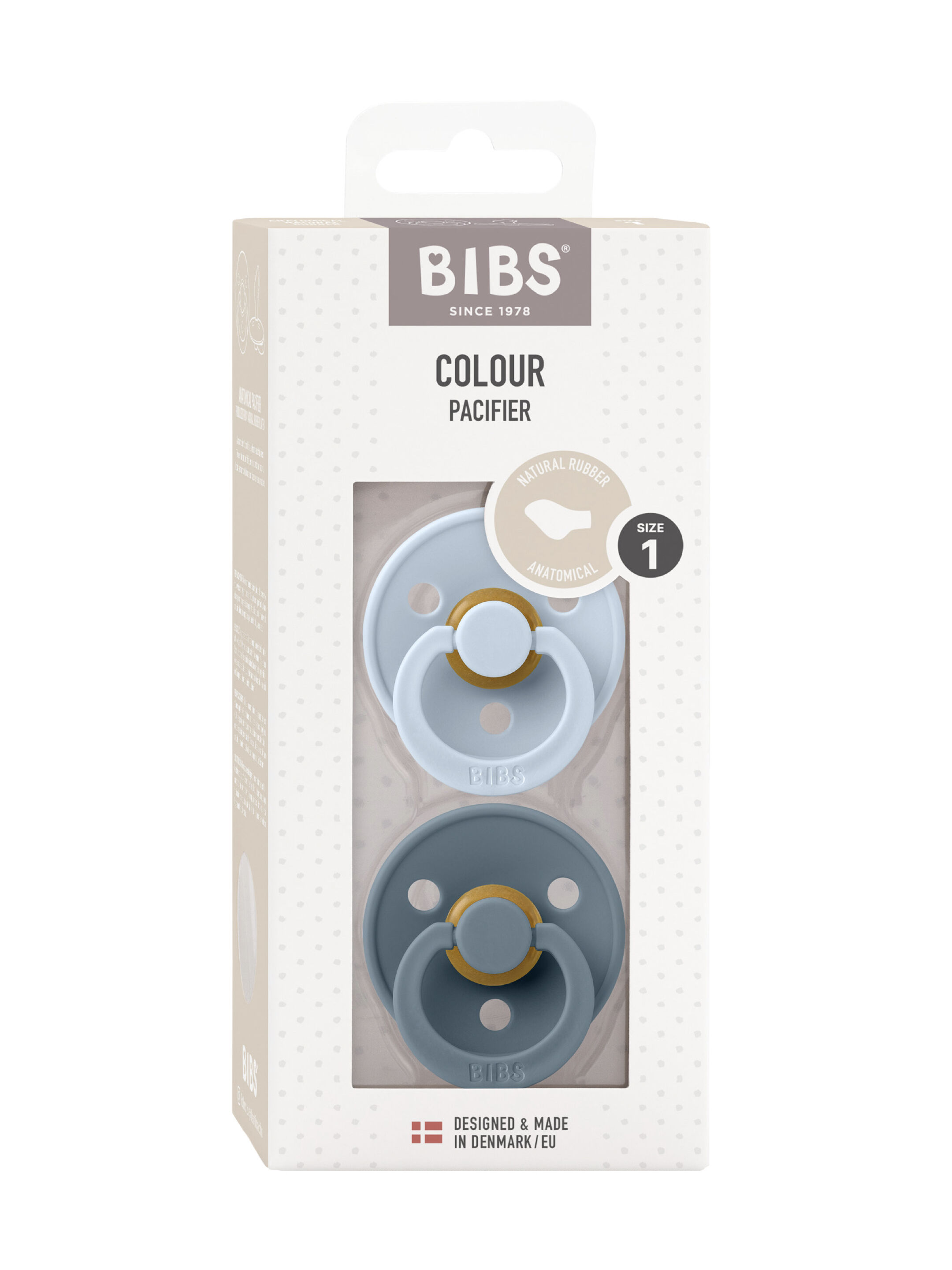 Bibs Colour 2 PACK Latex S1 - Anatomical Baby Blue/Petrol (0+ months) image number 3