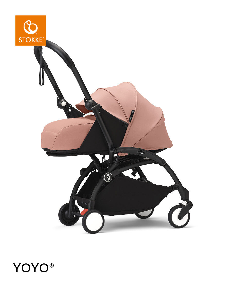 Stokke YOYO3 Black Frame with 0+ Newborn Pack - Ginger & Cup Holder (3 Pieces)