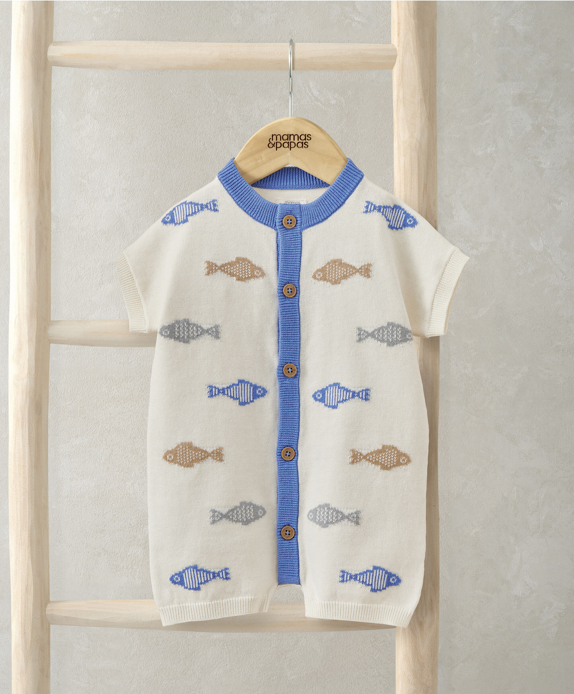 Knitted Cream Romper image number 1