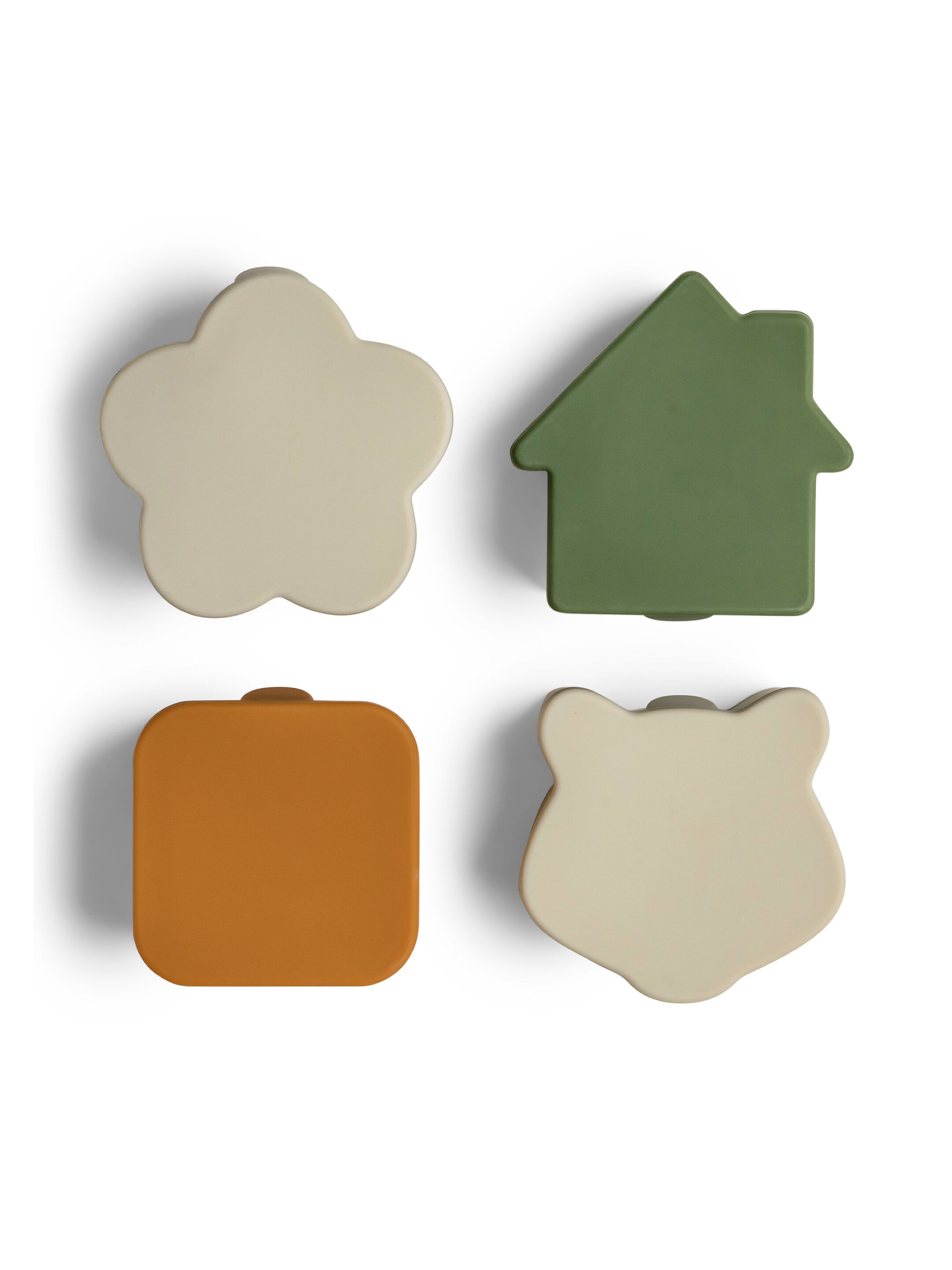 Citron Silicone Lunchbox Organizers Set of 4 Caramel/Green/Grey