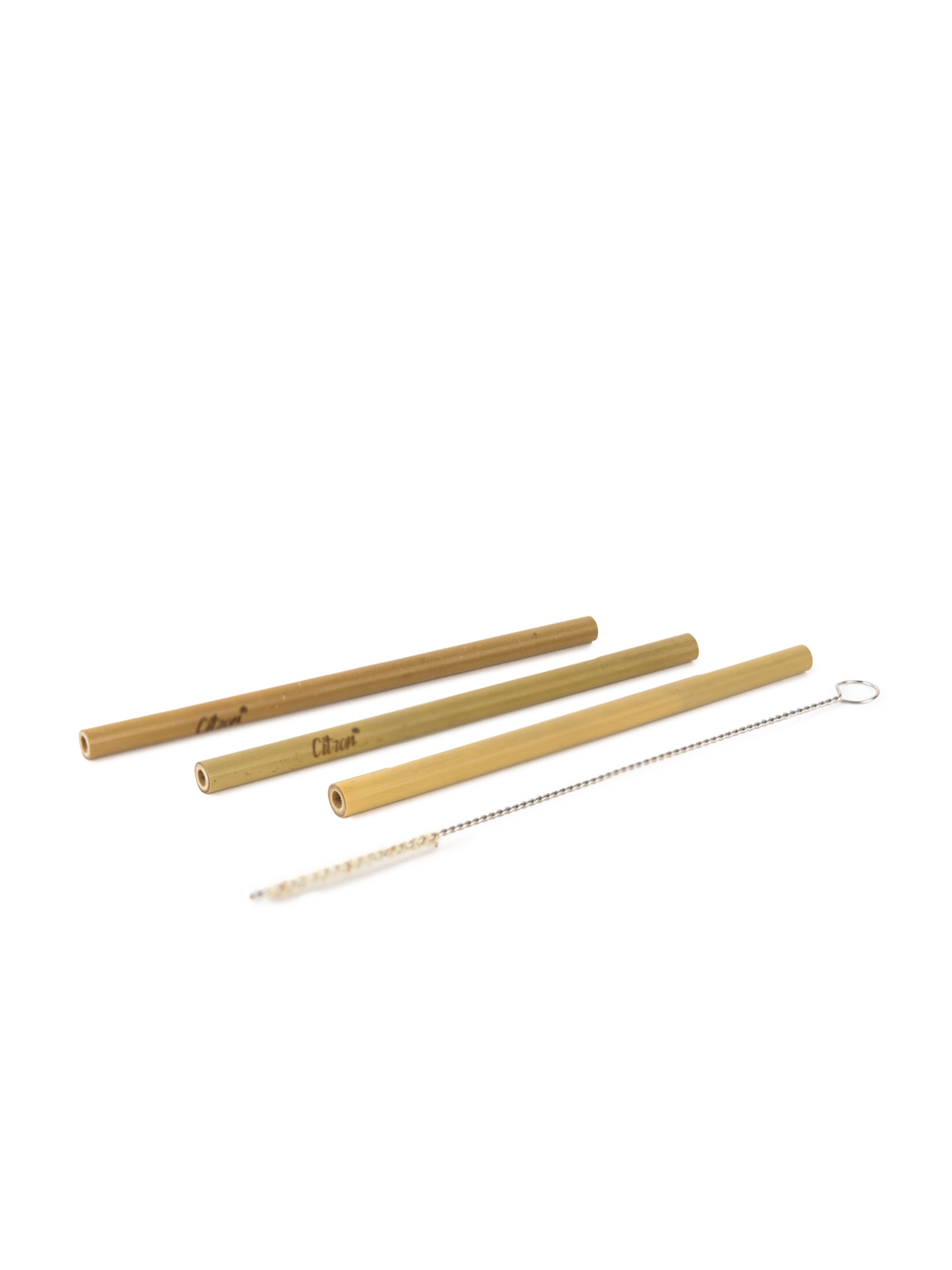 Citron Organic Bamboo Set of 3 Straws + Brush - Natural image number 1