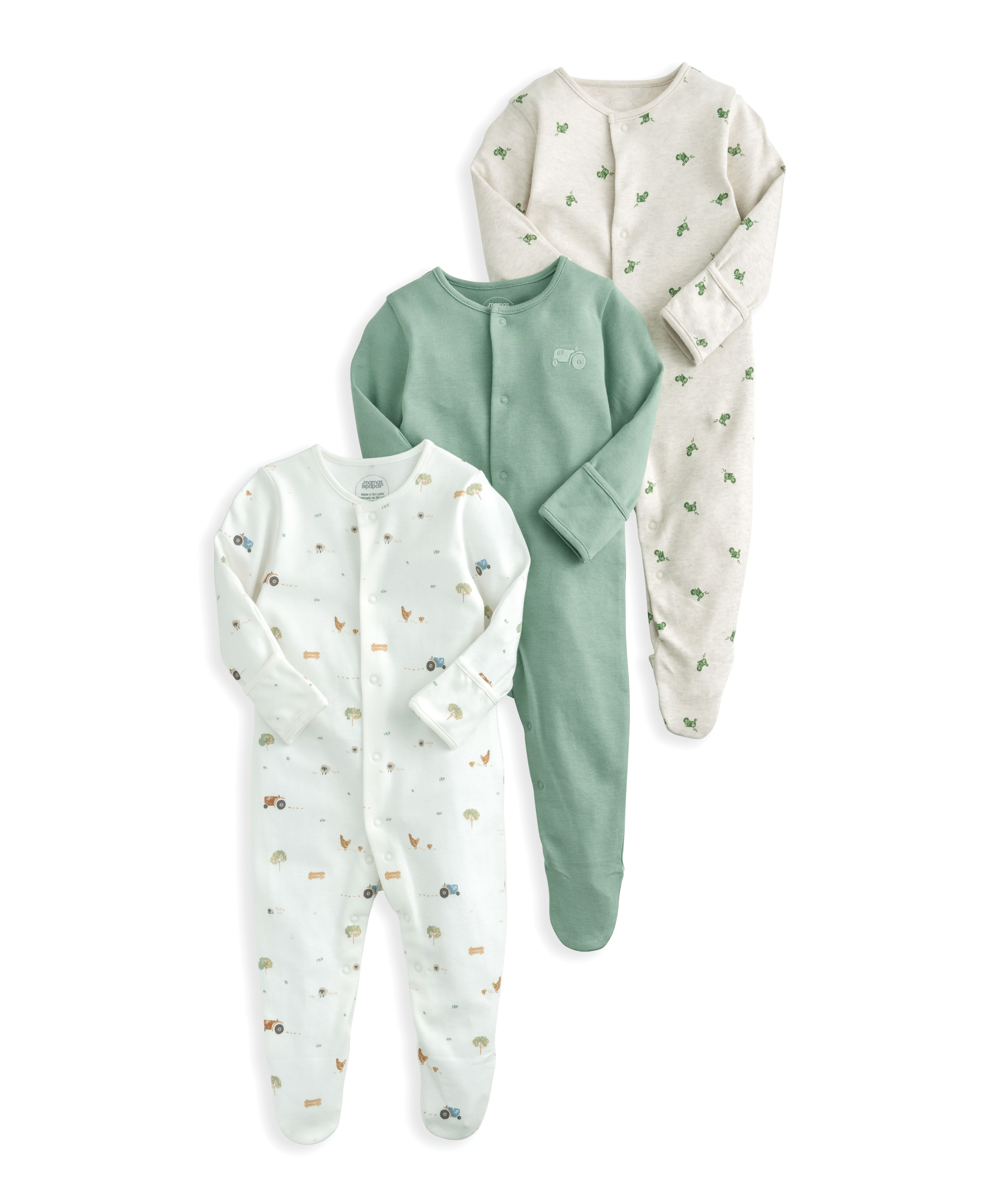 3 Pack Farmyard Sleepsuits image number 2