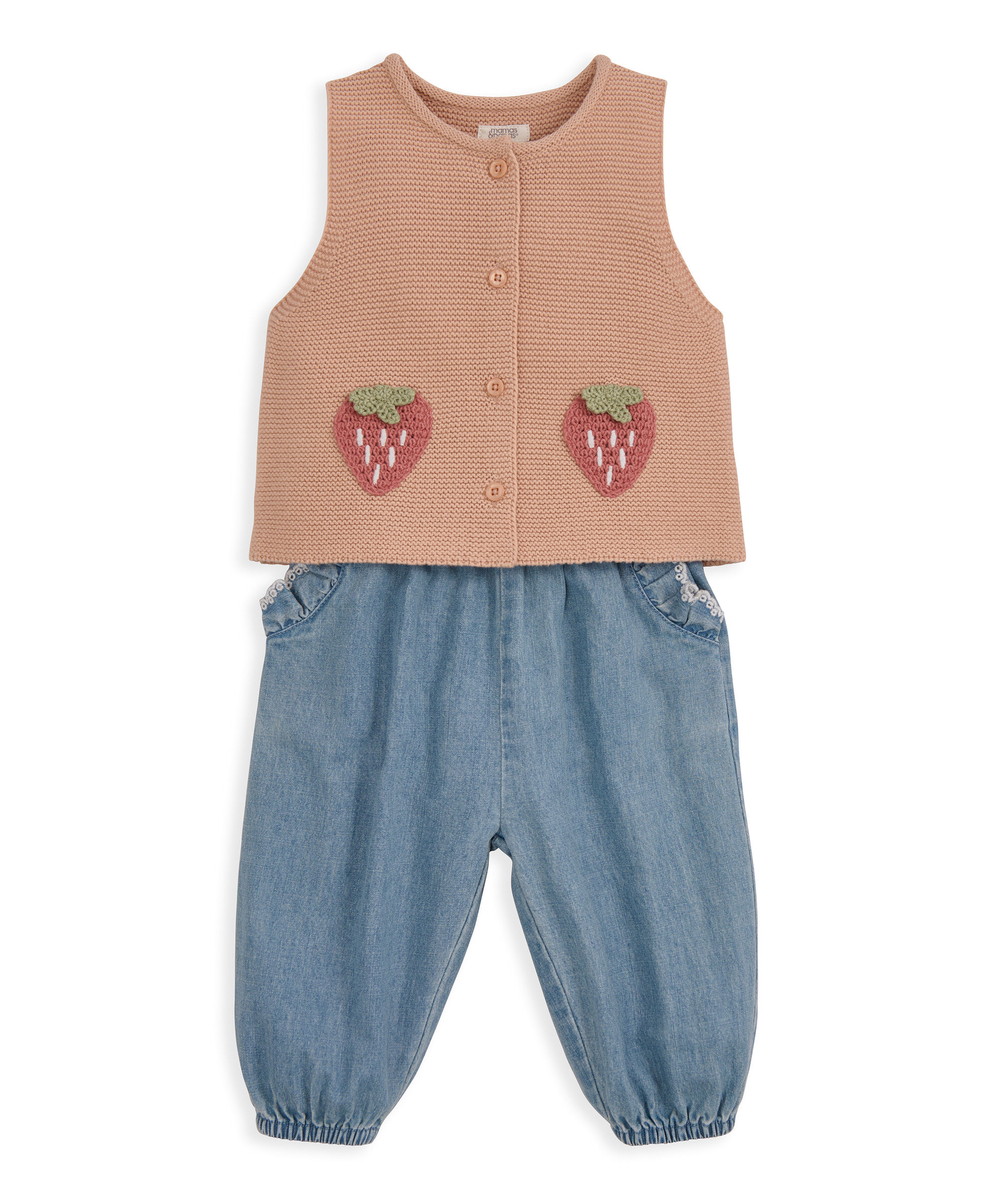 Knitted Waistcoat & Denim Trousers  image number 2