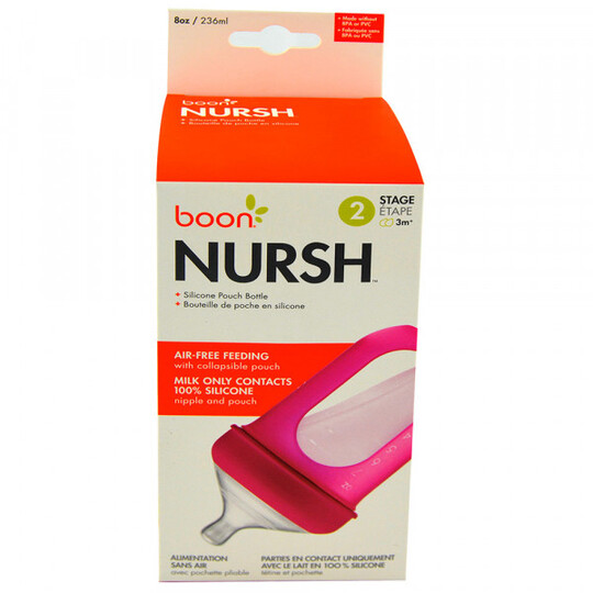 Boon - NURSH Silicone Bottle 8oz Pink image number 1