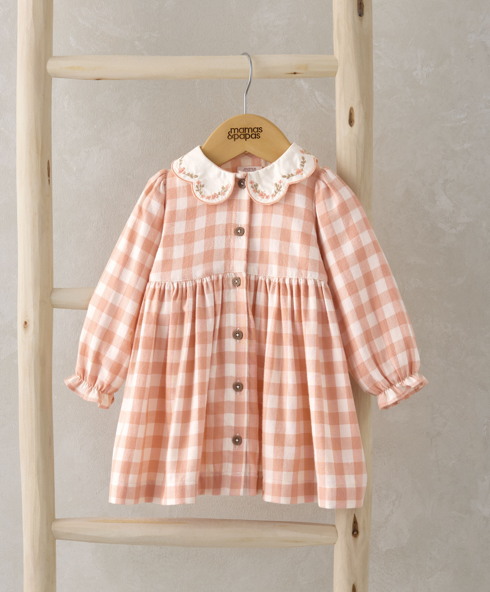 Gingham Embroidered Collar Dress image number 1