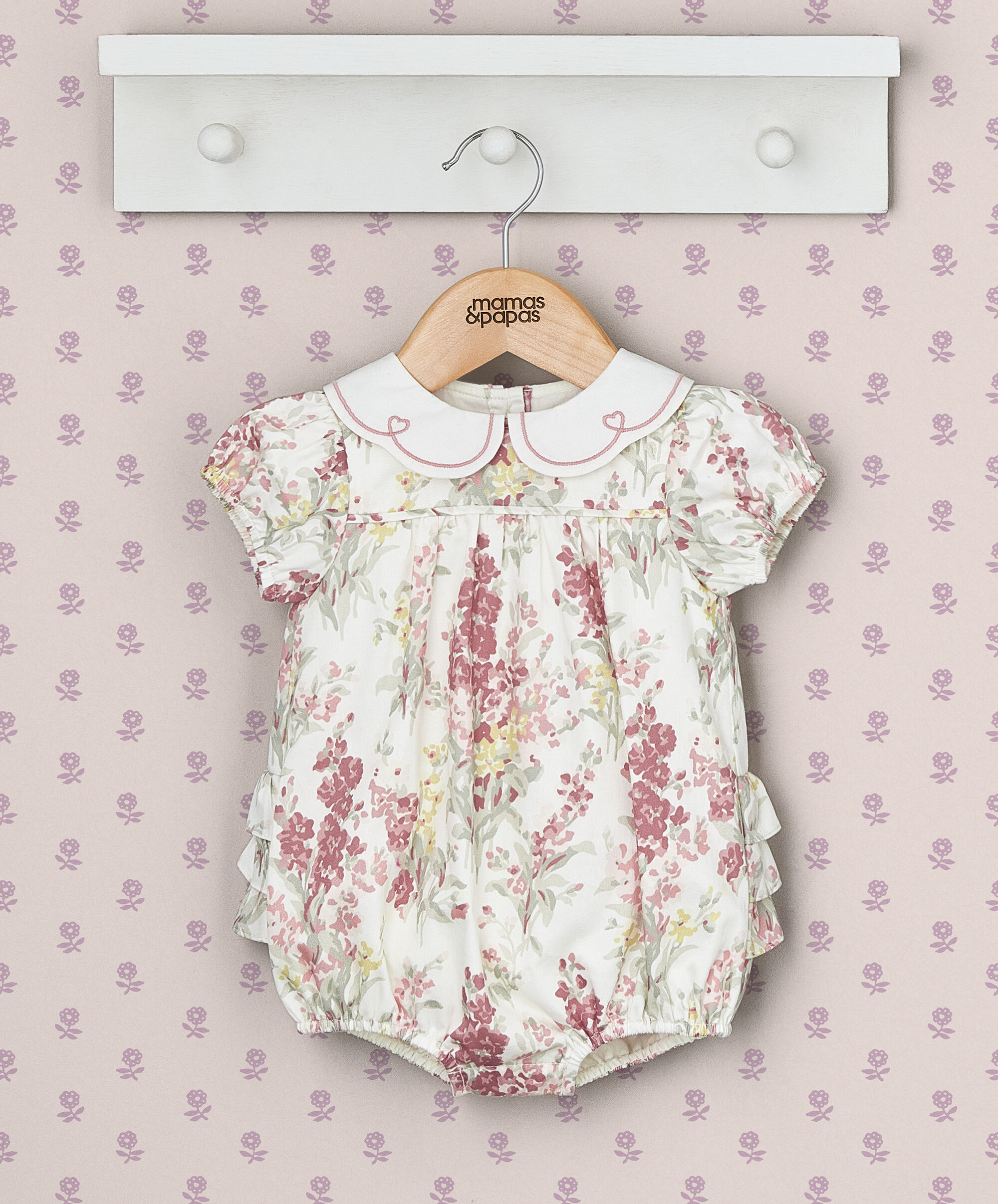 Floral Print Scallop Collar Romper image number 1