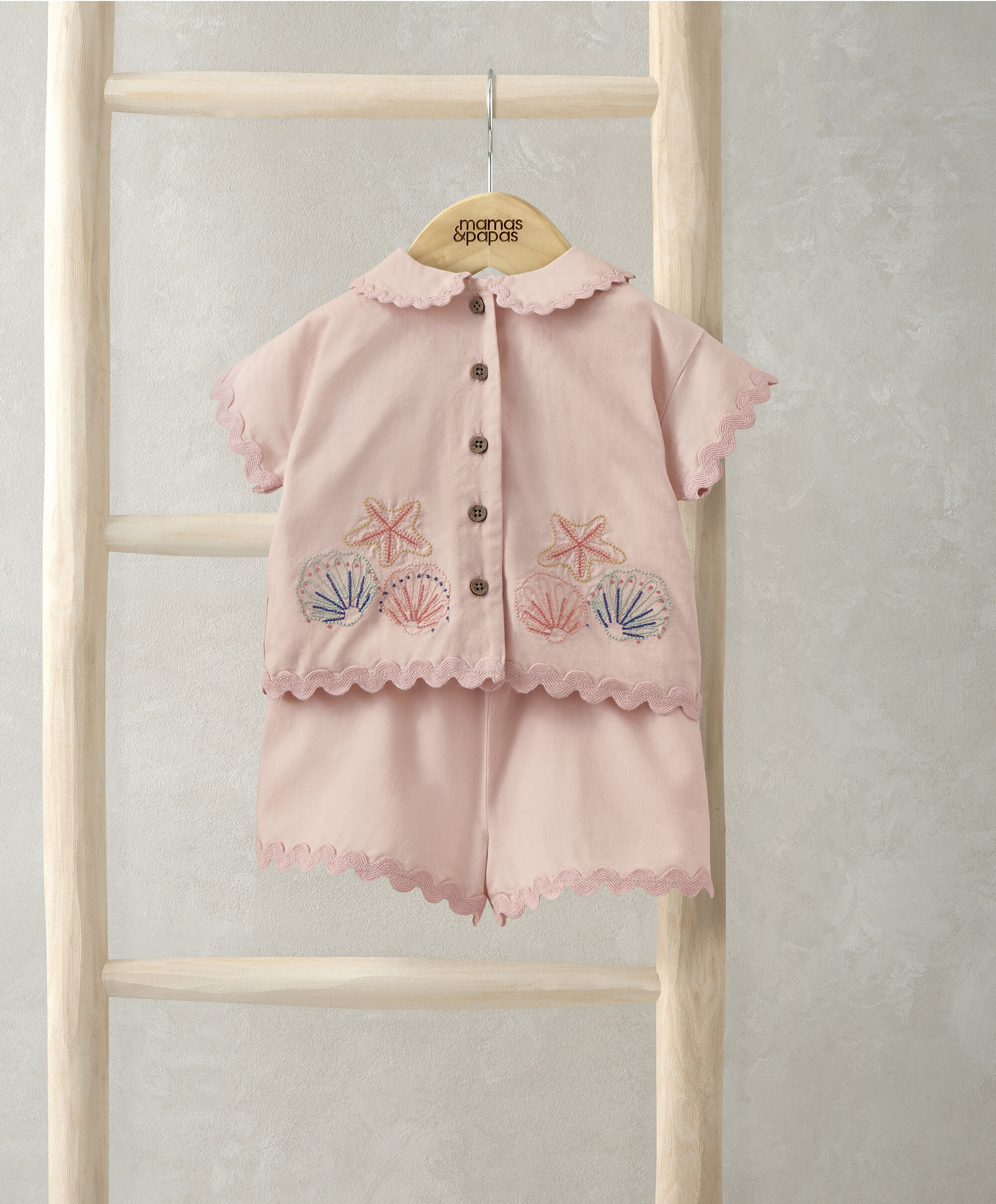 Pink Resort Shirt & Shorts Outfit Set image number 1