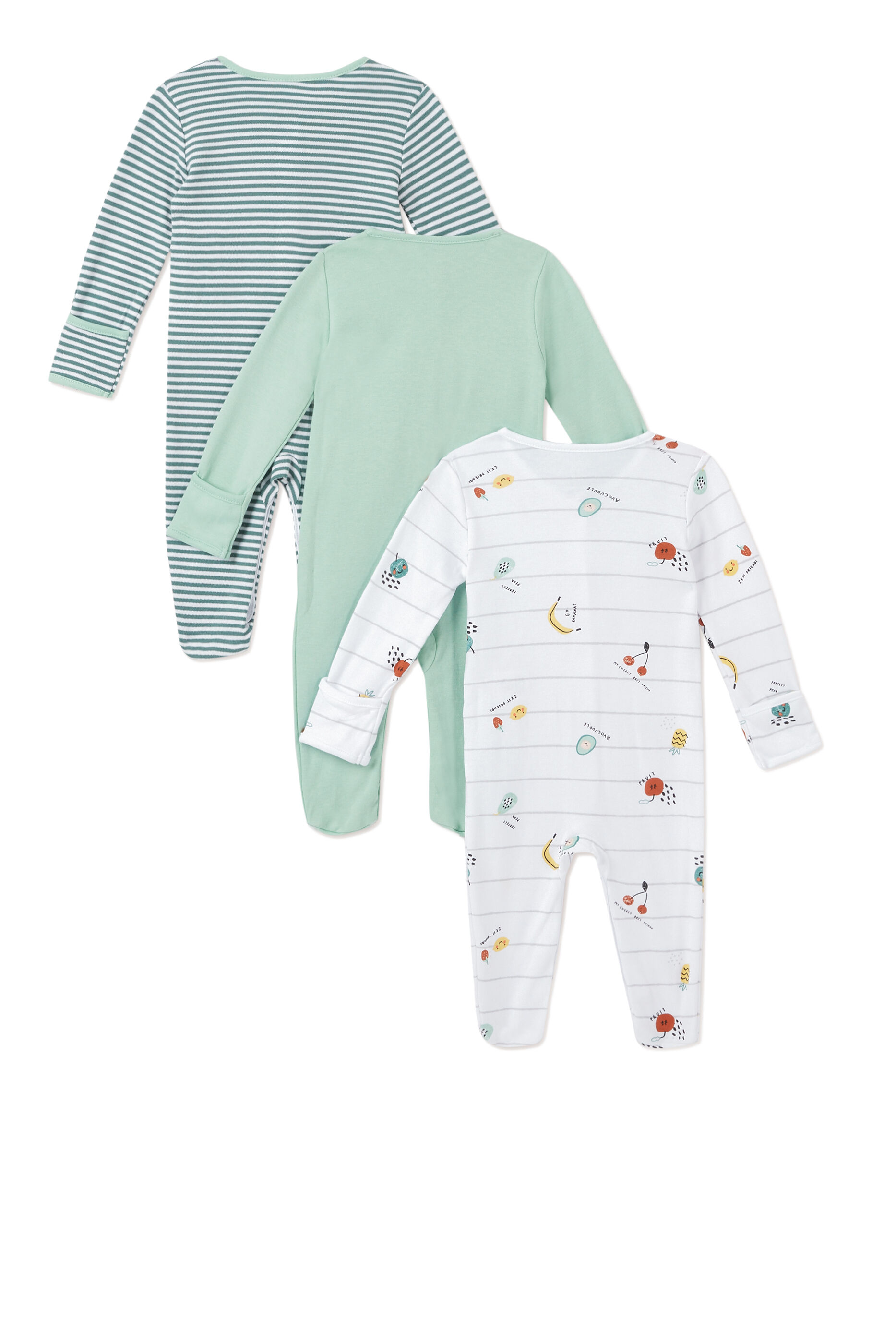 Fruit Sleepsuits 3 Pack image number 2