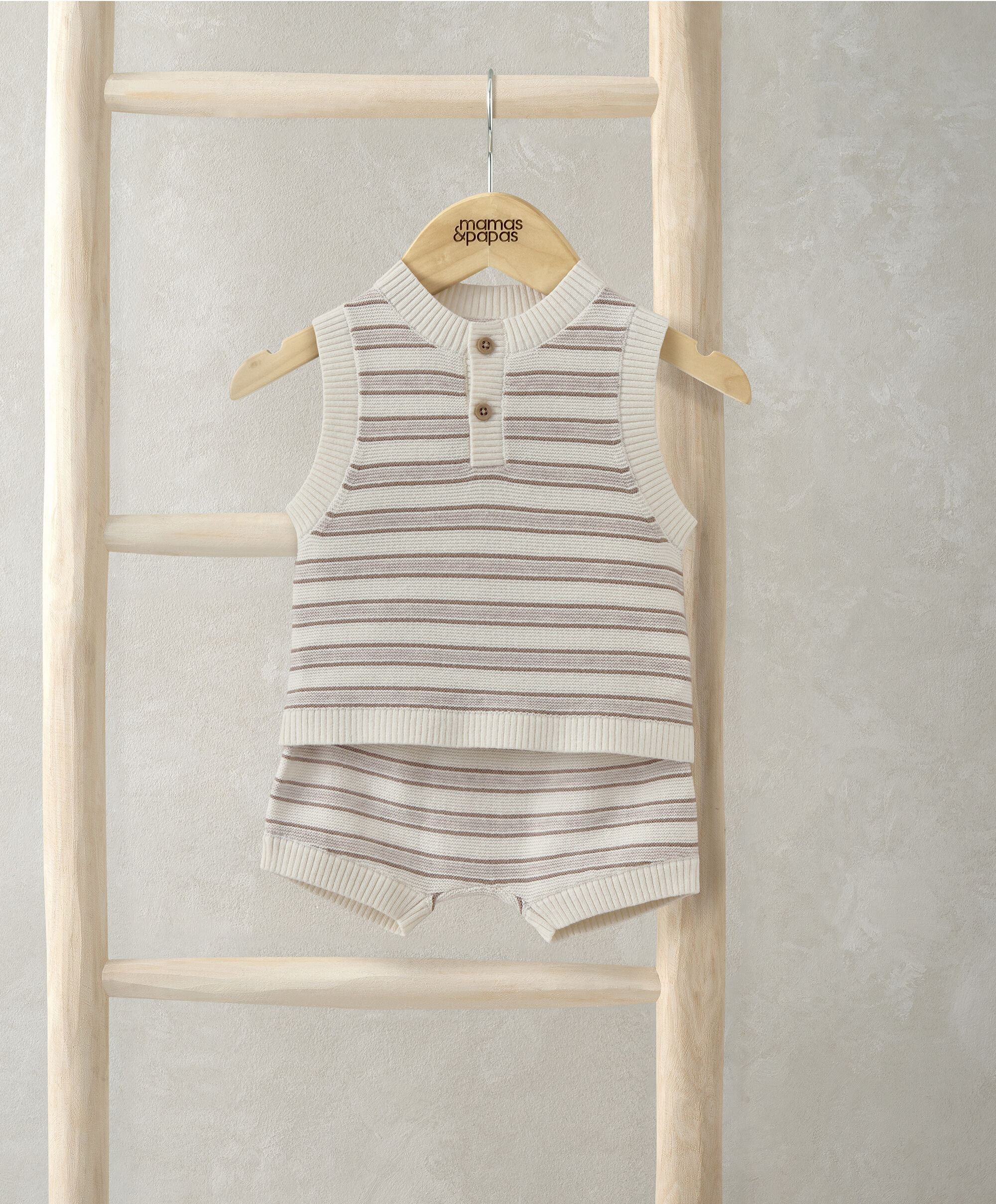 Stripe Knitted Top & Shorts image number 1