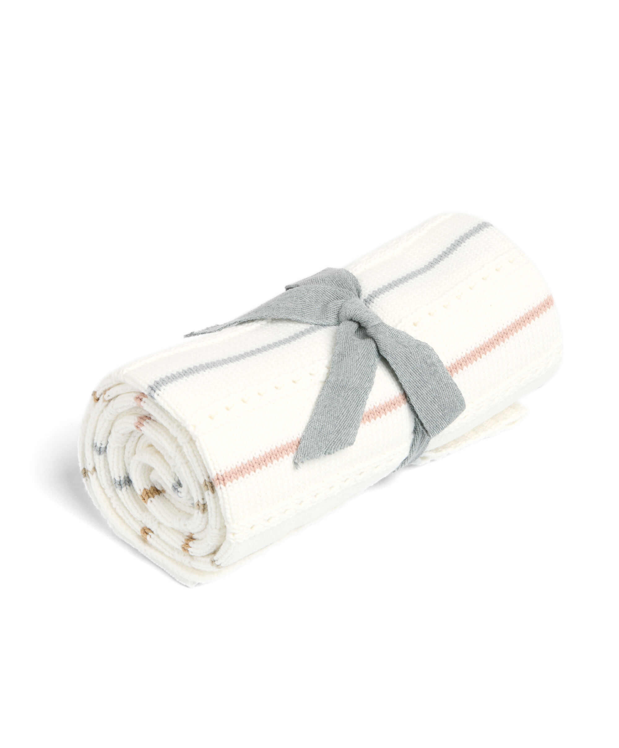 Knitted Blanket - Neutral Stripe image number 3