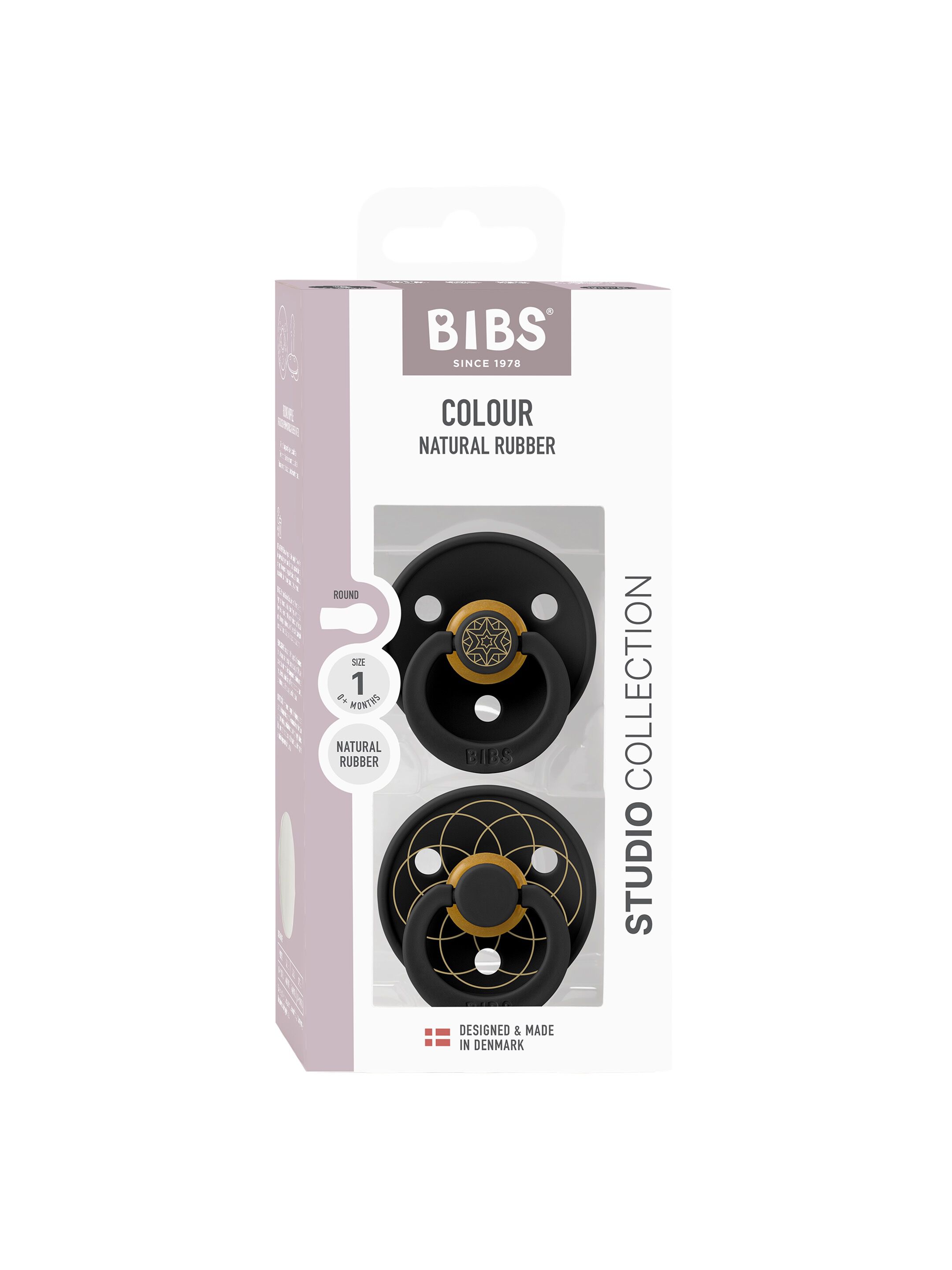 BIBS Pacifier Studio Colour 2 PACK Layl Latex Size 1 Black Gold image number 1