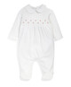 Supima Cotton Smock Detail All-In-One with collar White- New Born image number 1