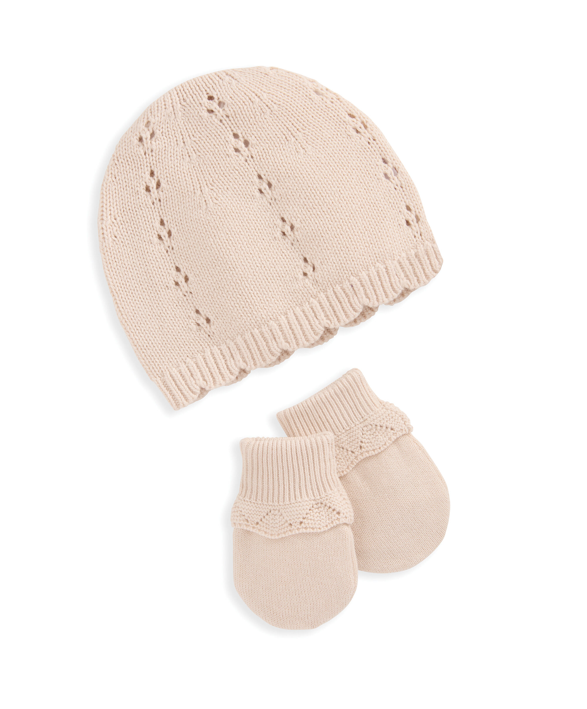 Knitted Hat & Mitts - Pink