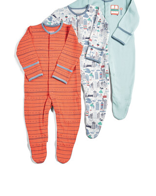 Pack of 3 Town Sleepsuits