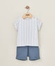 2 Piece Stripe T-Shirt & Short - Blue image number 1