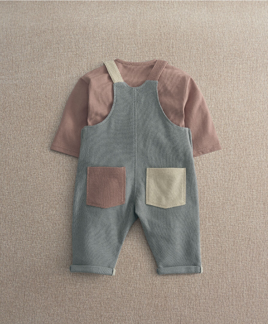 2pc Colour Block Dungaree Set image number 3