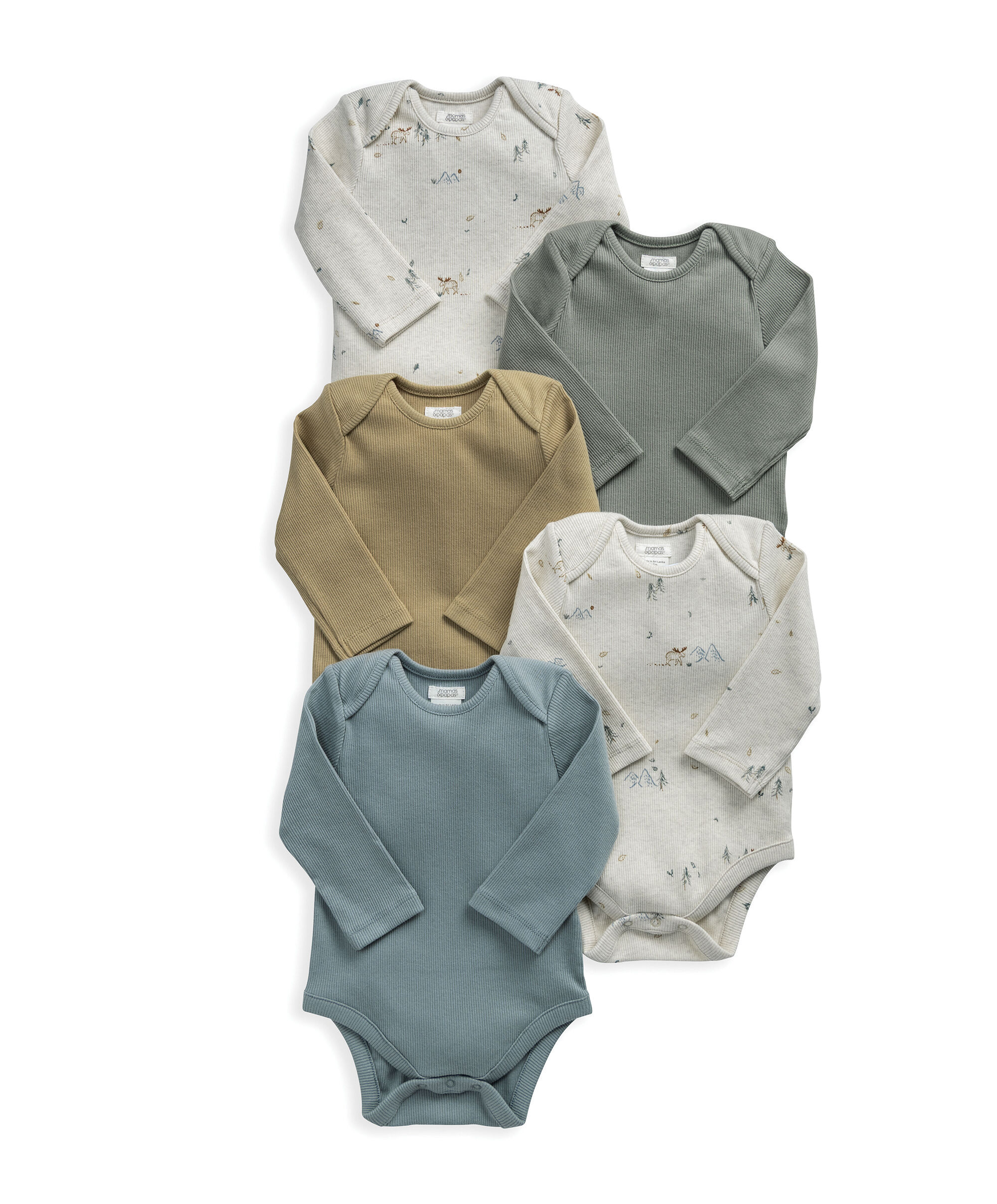 Long Sleeve Bodysuits (Pack of 5) - Moose Print image number 2