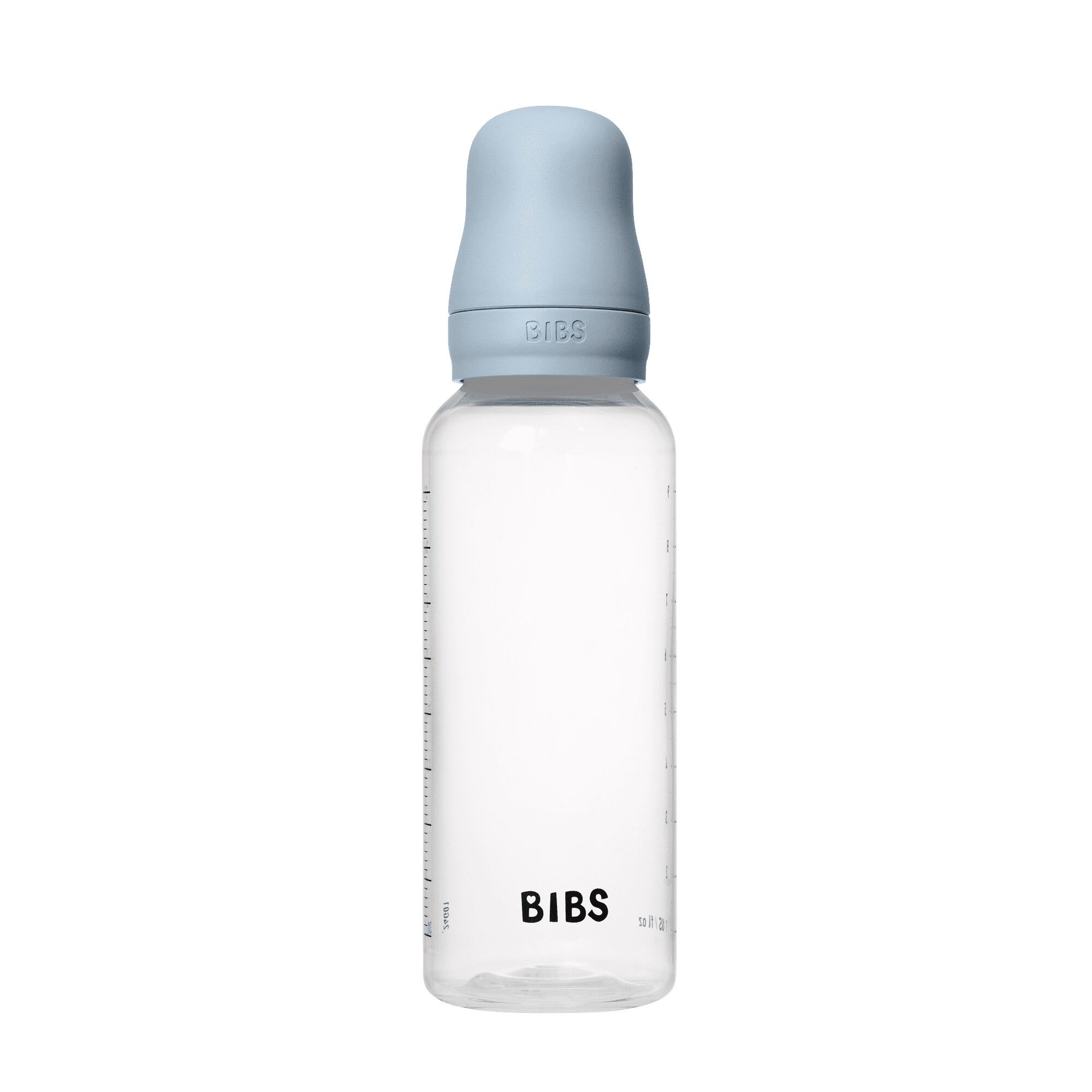 BIBS Baby Bottle Round Nipple Latex 1 Pack 270 Ml Medium Flow Baby Blue