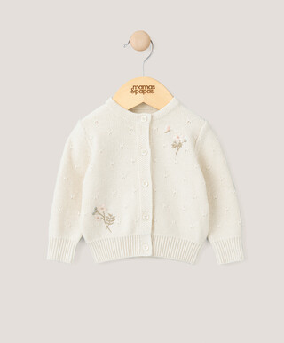Embroidered Knitted Cardigan - Cream