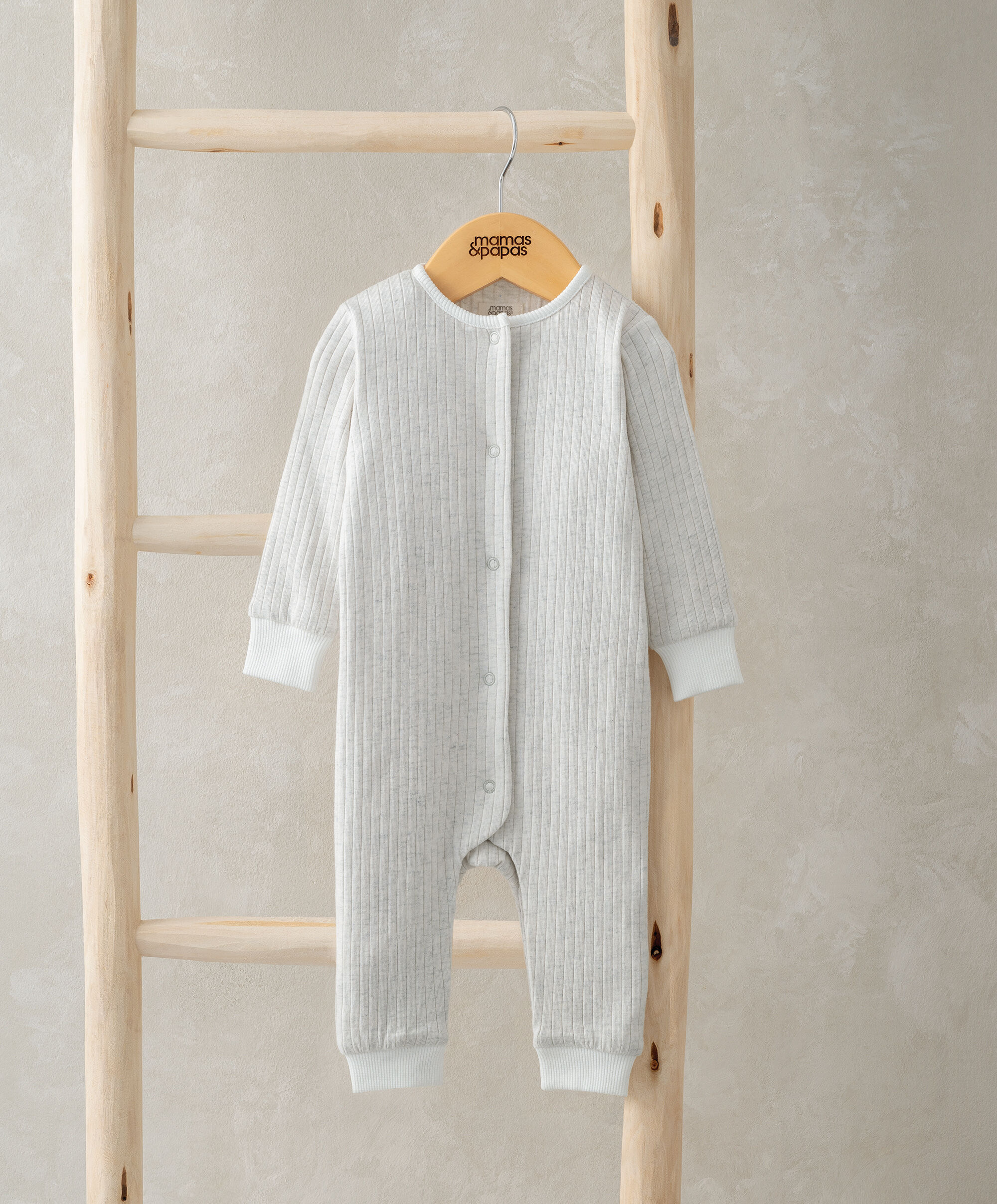 Ribbed Long-Sleeve Romper - Grey