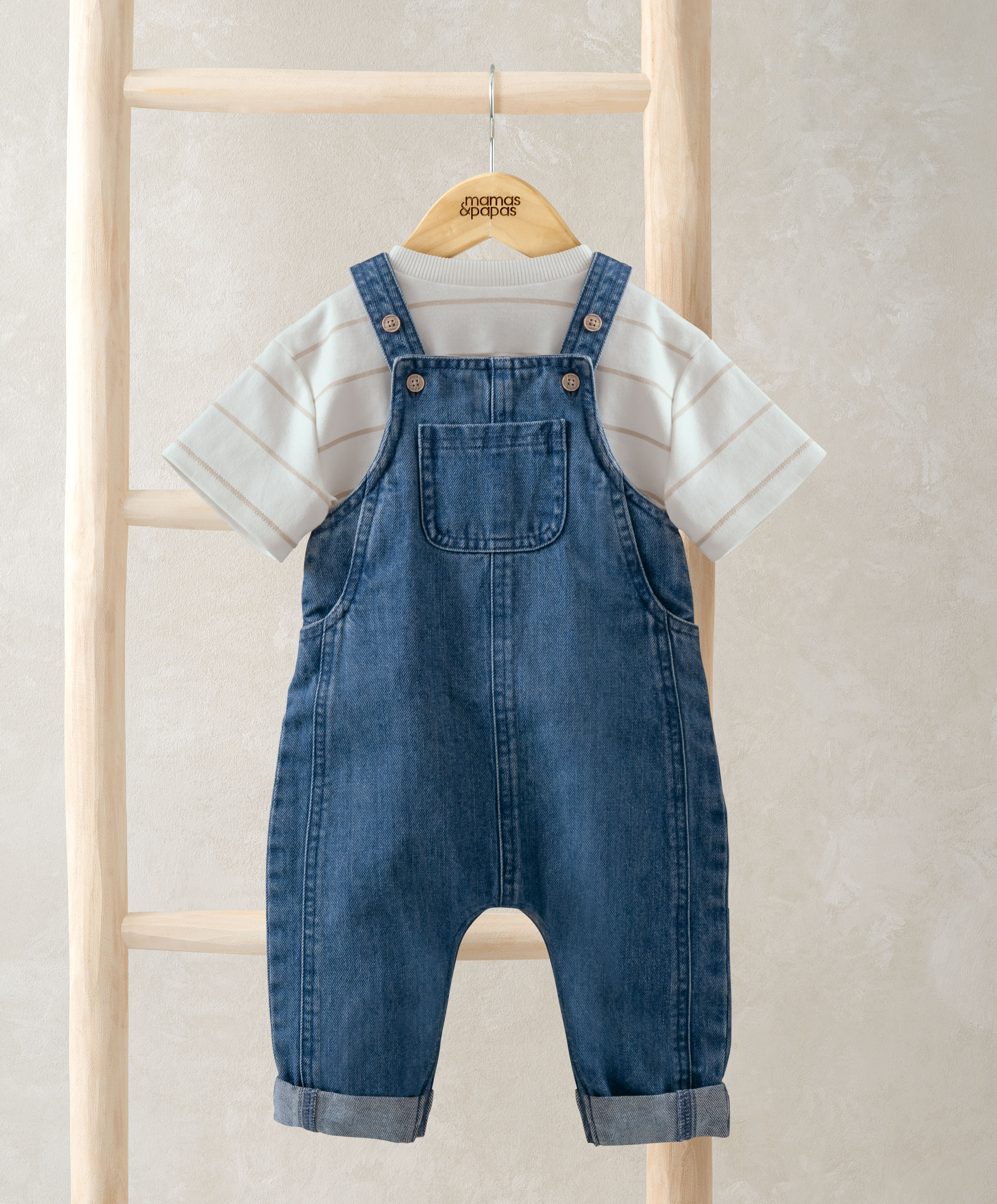 2 Piece T-Shirt & Denim Dungaree Set