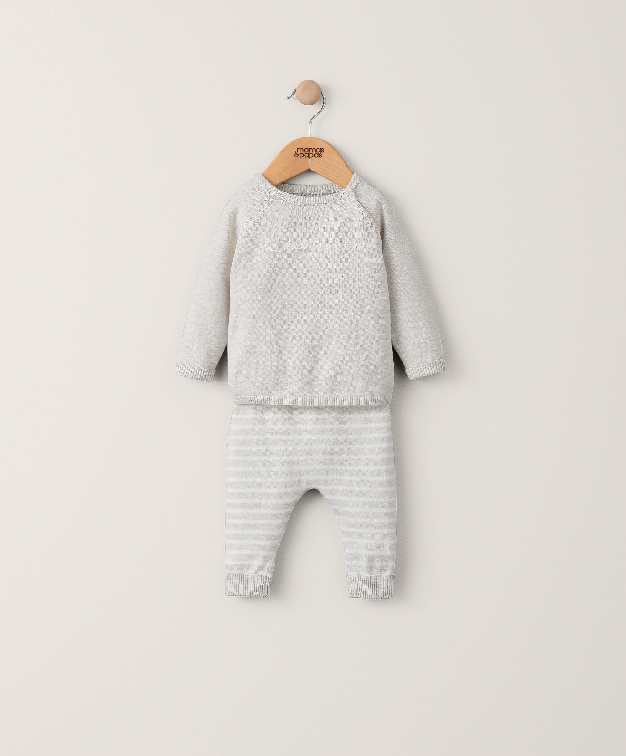 2 piece White Hello World Knit Set