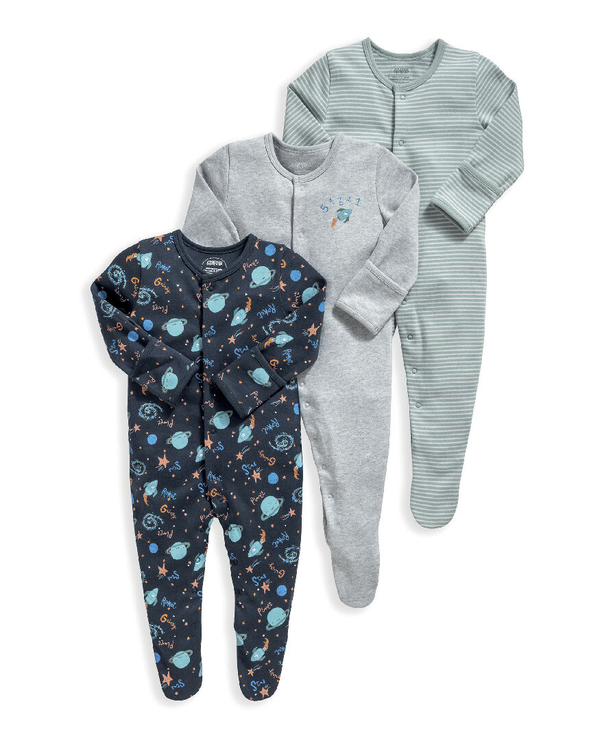 3 Pack ABC Blast Off Sleepsuits image number 2