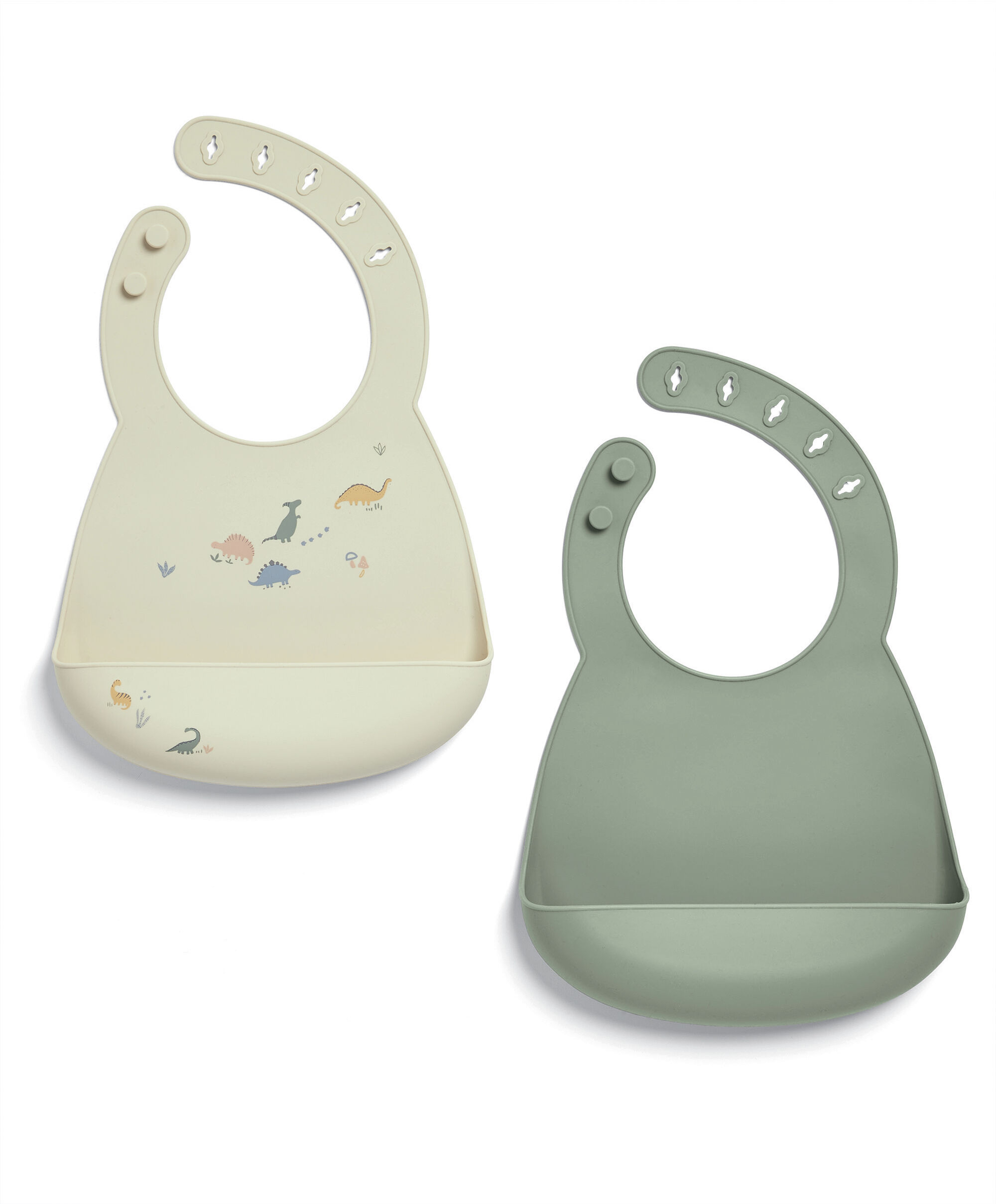 Silicone Bibs (Pack of 2) - Dino Teal image number 2