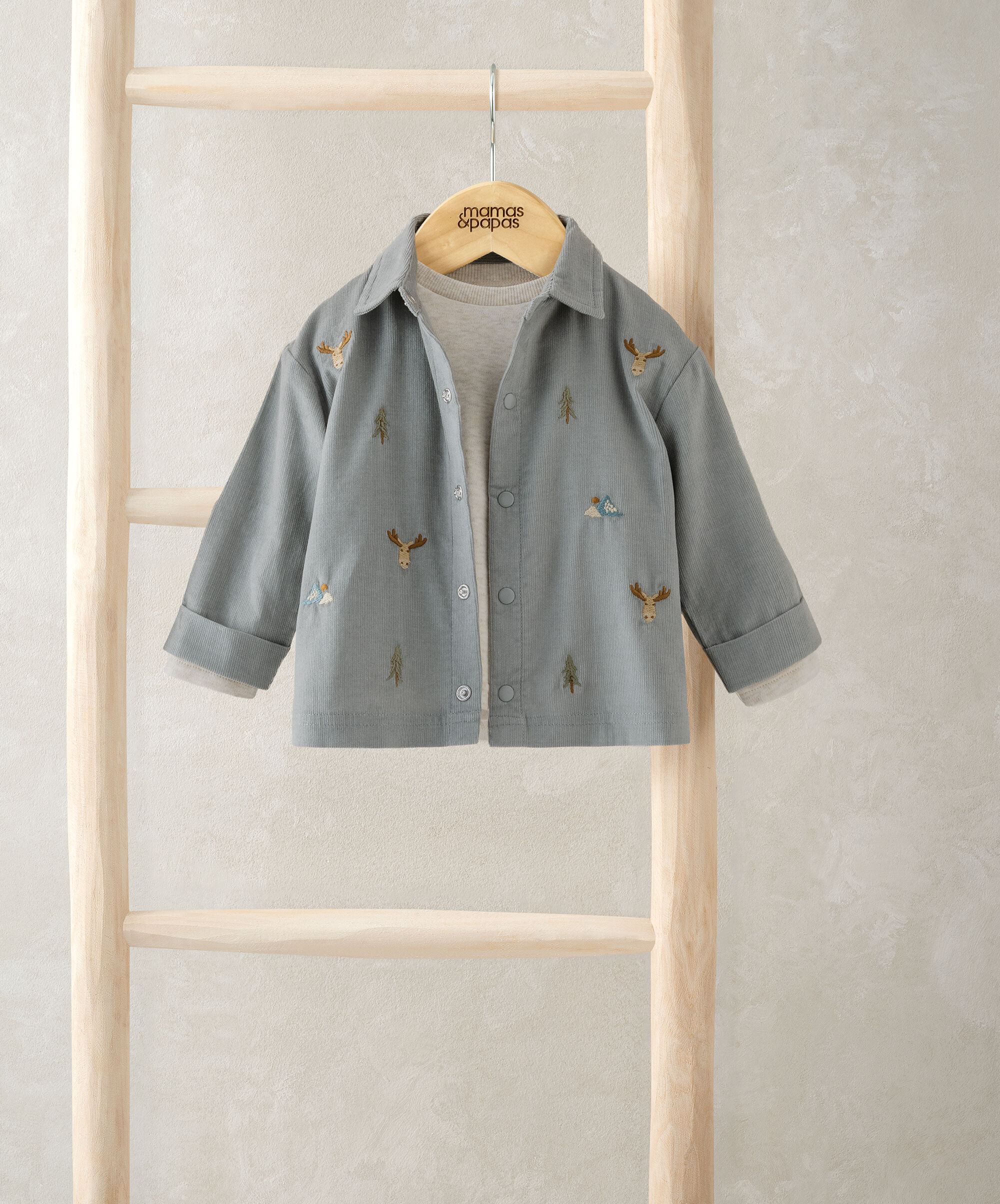 Cord Shirt & T-shirt Outfit Set