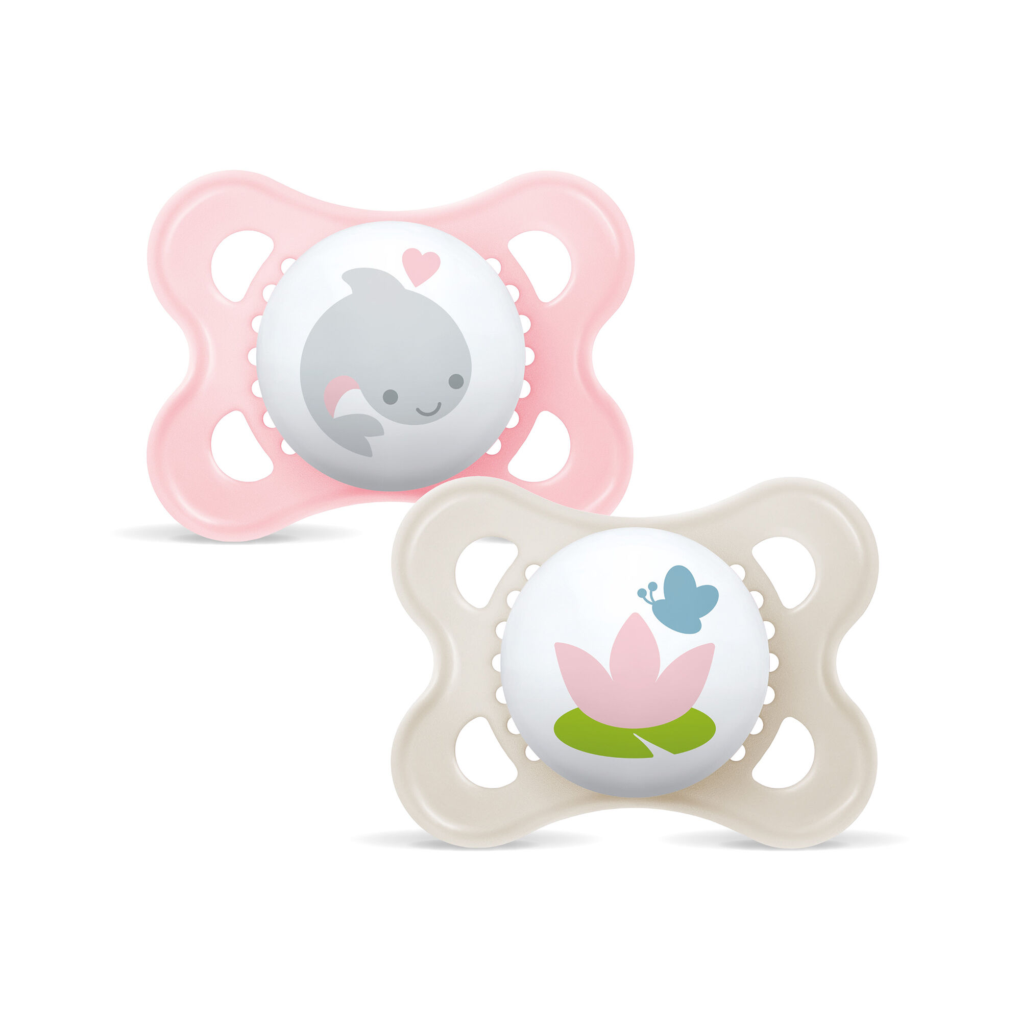 Mam Baby Original Silicone Pacifier - 2-6 M | Sealife Pink & Beige - Pack of 2 image number 1