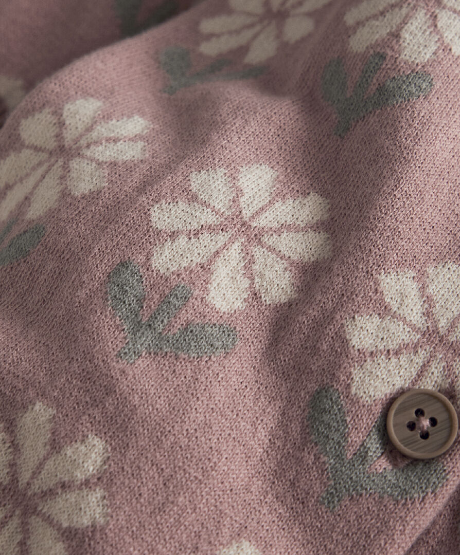 Pink Floral Knitted Romper image number 4
