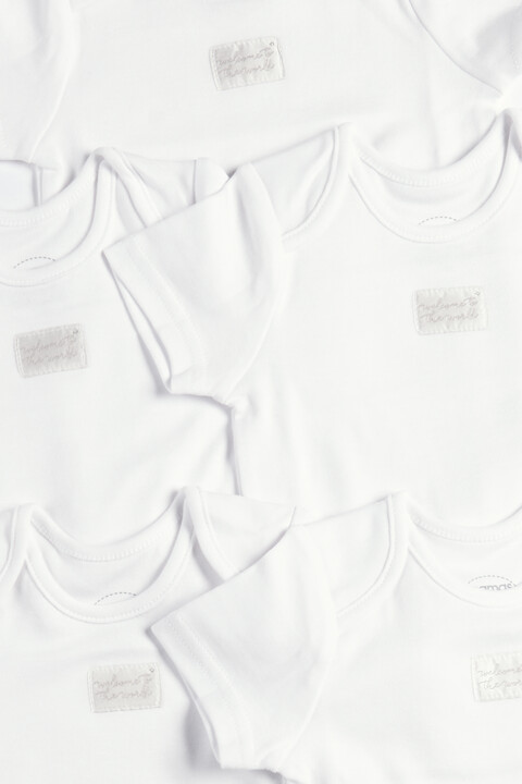White Cotton Short Sleeve Bodysuits 5 Pack image number 2