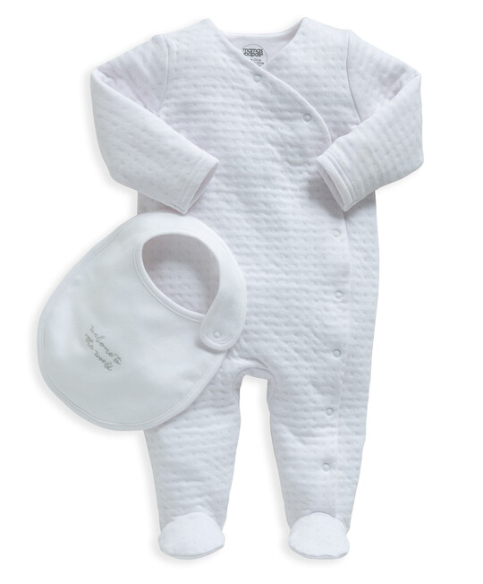 White Textured All-In-One with Bib image number 1