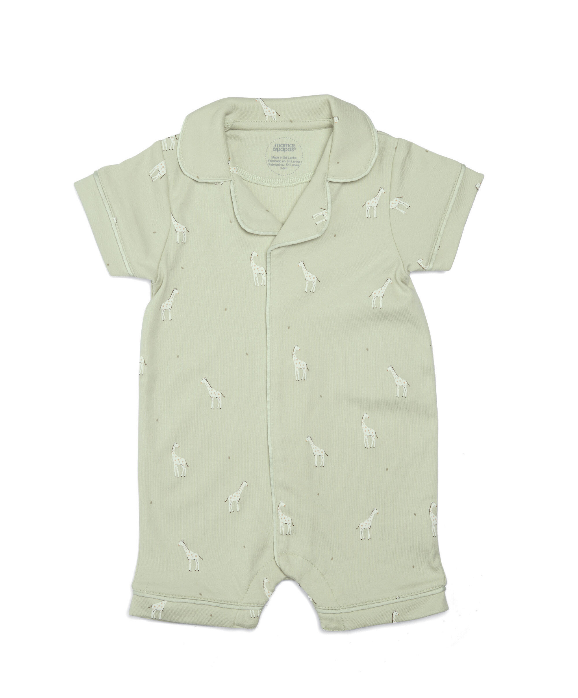 Giraffe Print Collar Pyjama Romper - Green