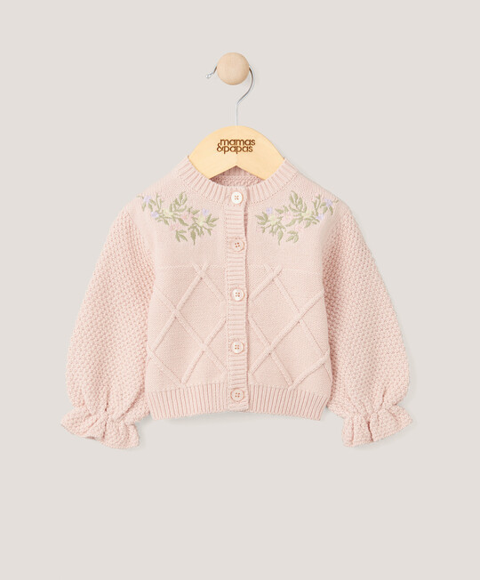 Floral Embroidered Cardigan - Pink image number 1