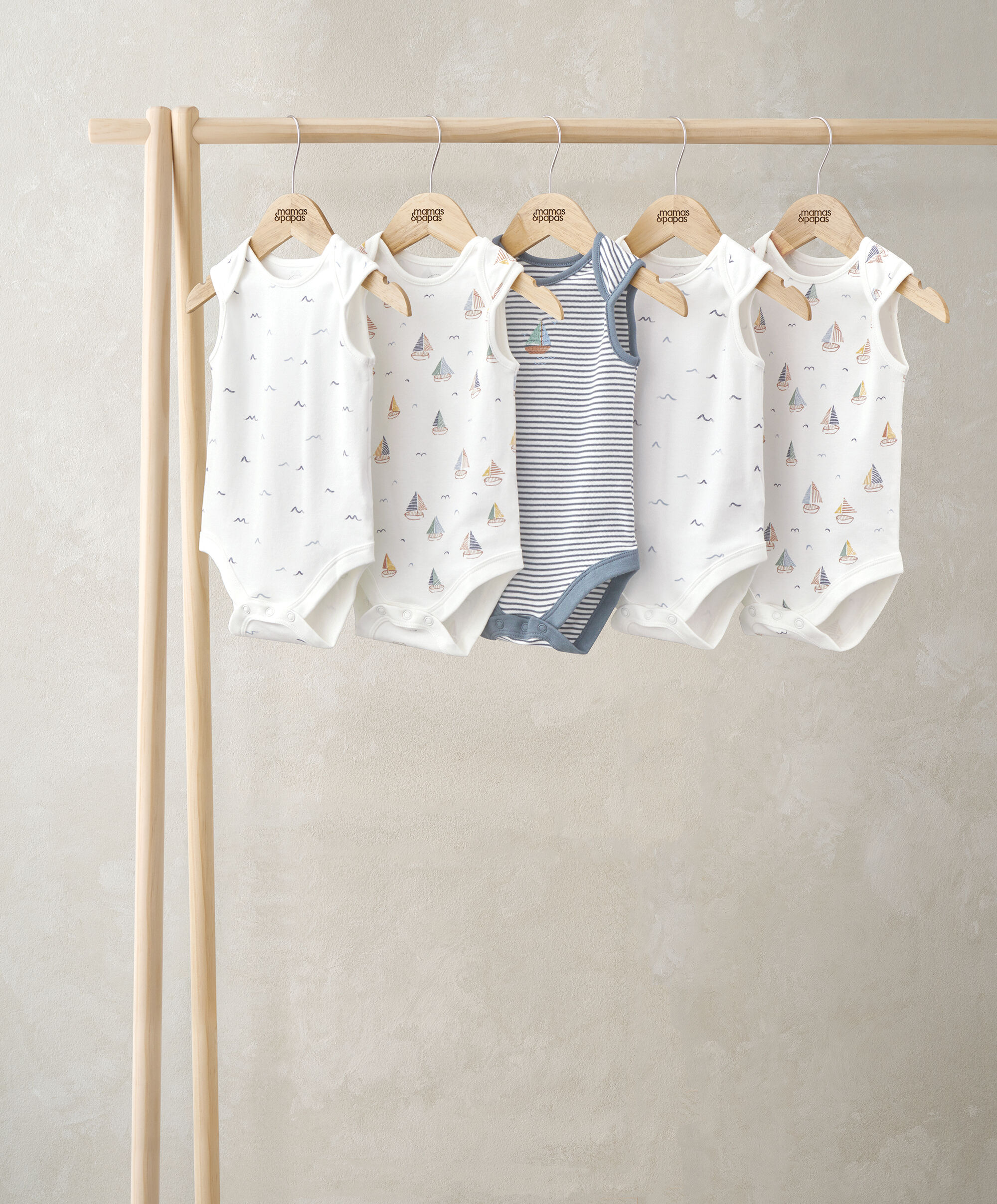 5 Pack Nautical Sleeveless Bodysuits image number 1